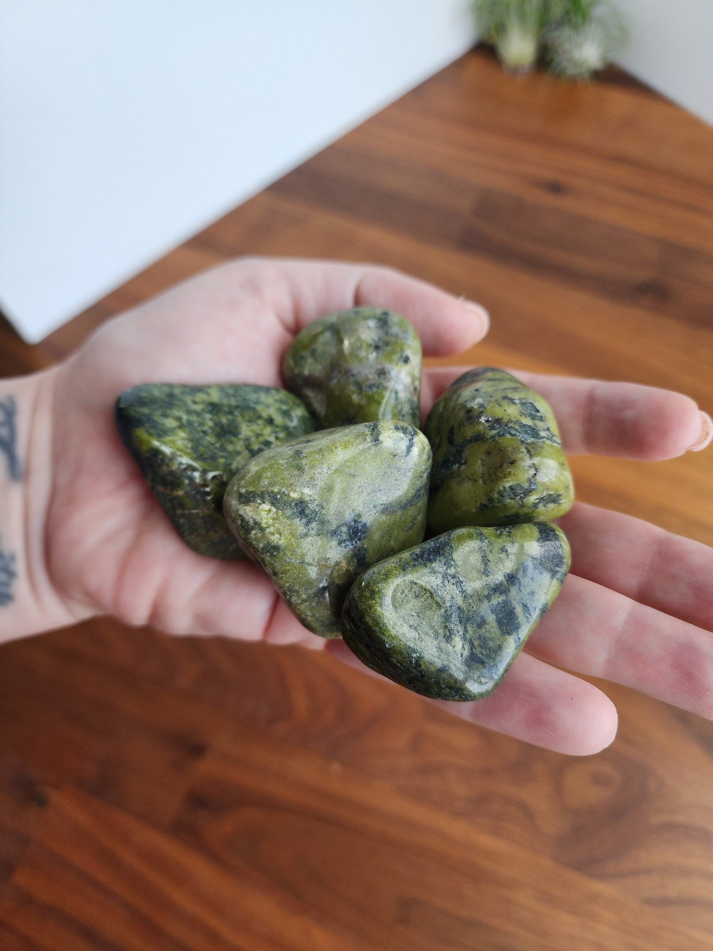 Nephrite Jade Tumbles | Large | Brazil | Lucky Girl Syndrome Crystal Confetti Add On | Green Crystals | High Quality | Intuitively Chosen