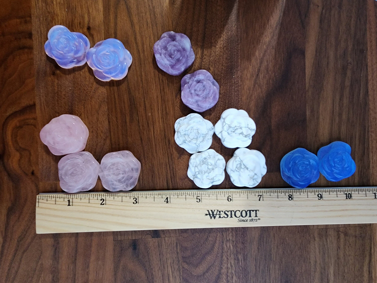 Crystal Flowers | Rose Carvings | Rose Quartz, Opalite, Howlite, Lepidolite | Spring Crystals | Easter & Equinox | Choose Your Color