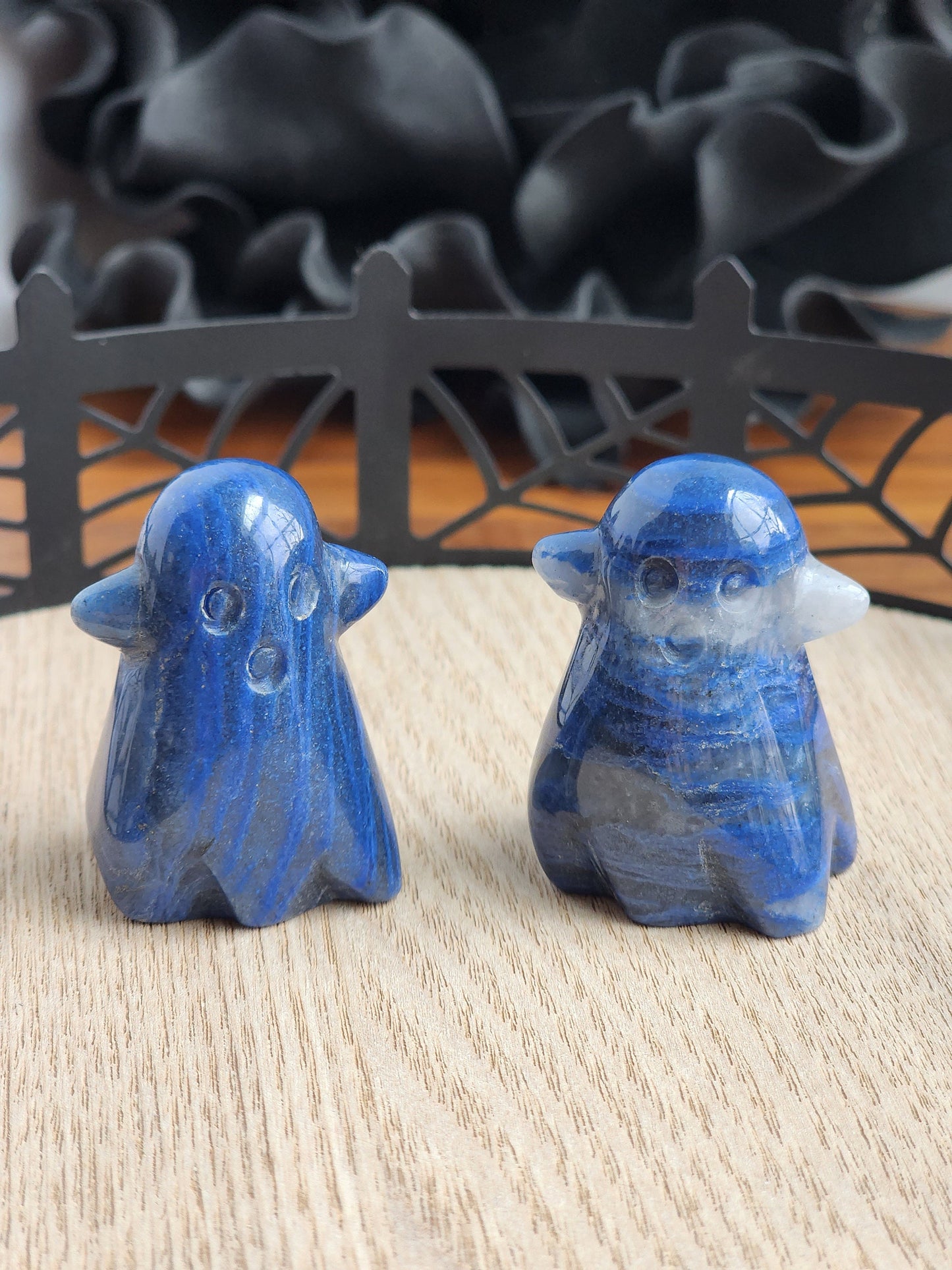 Cute Blue Aventurine Ghost | Spooky Crystal Carving | Halloween Crystals | Clear Quartz Inclusions | Summerween Phantom Intuitively Chosen