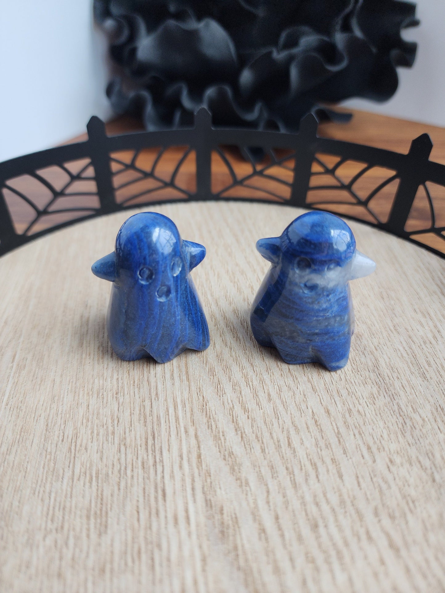 Cute Blue Aventurine Ghost | Spooky Crystal Carving | Halloween Crystals | Clear Quartz Inclusions | Summerween Phantom Intuitively Chosen