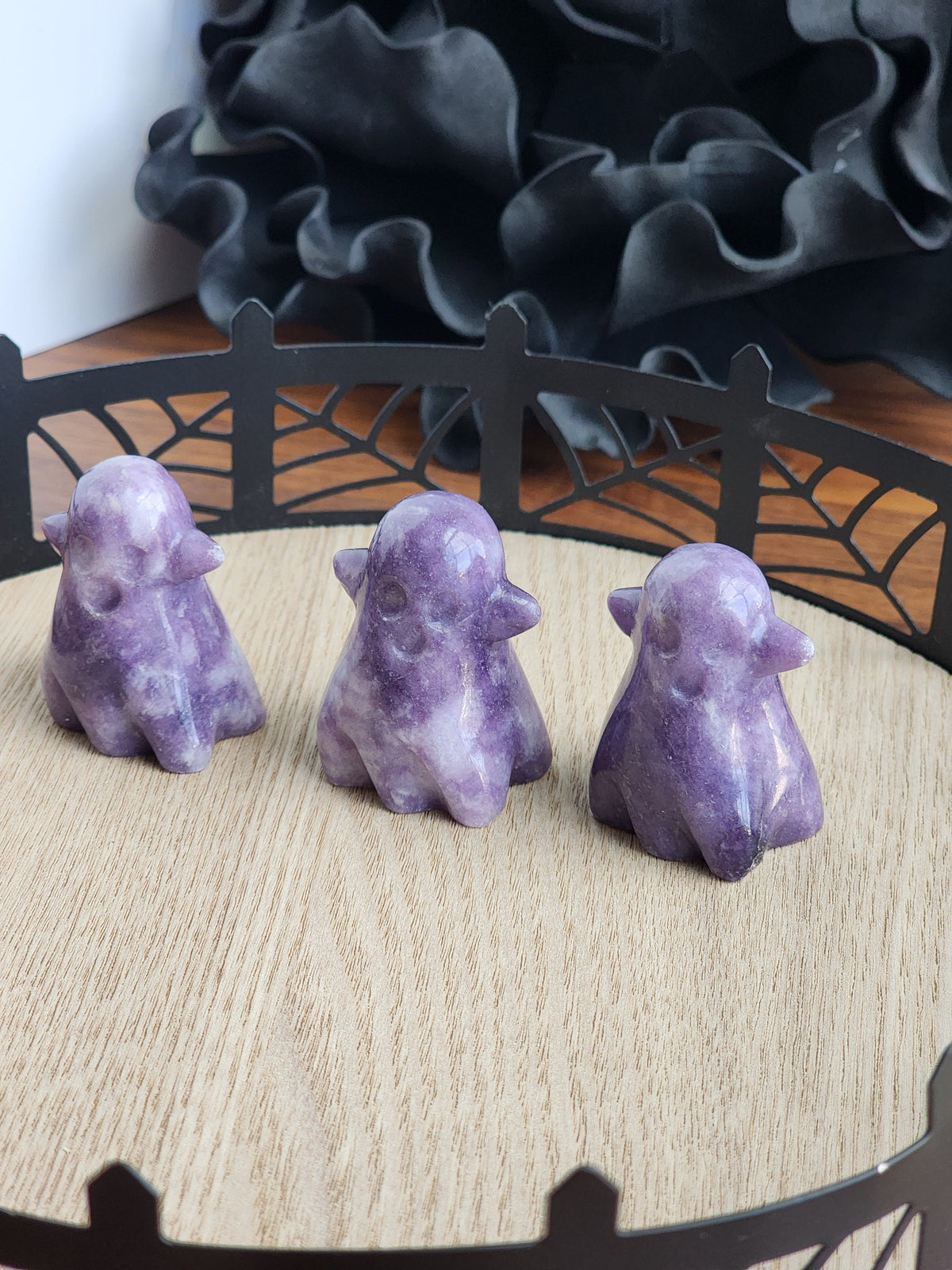 Lepidolite Ghost Carving: Shimmery Lilac Crystal Figurine