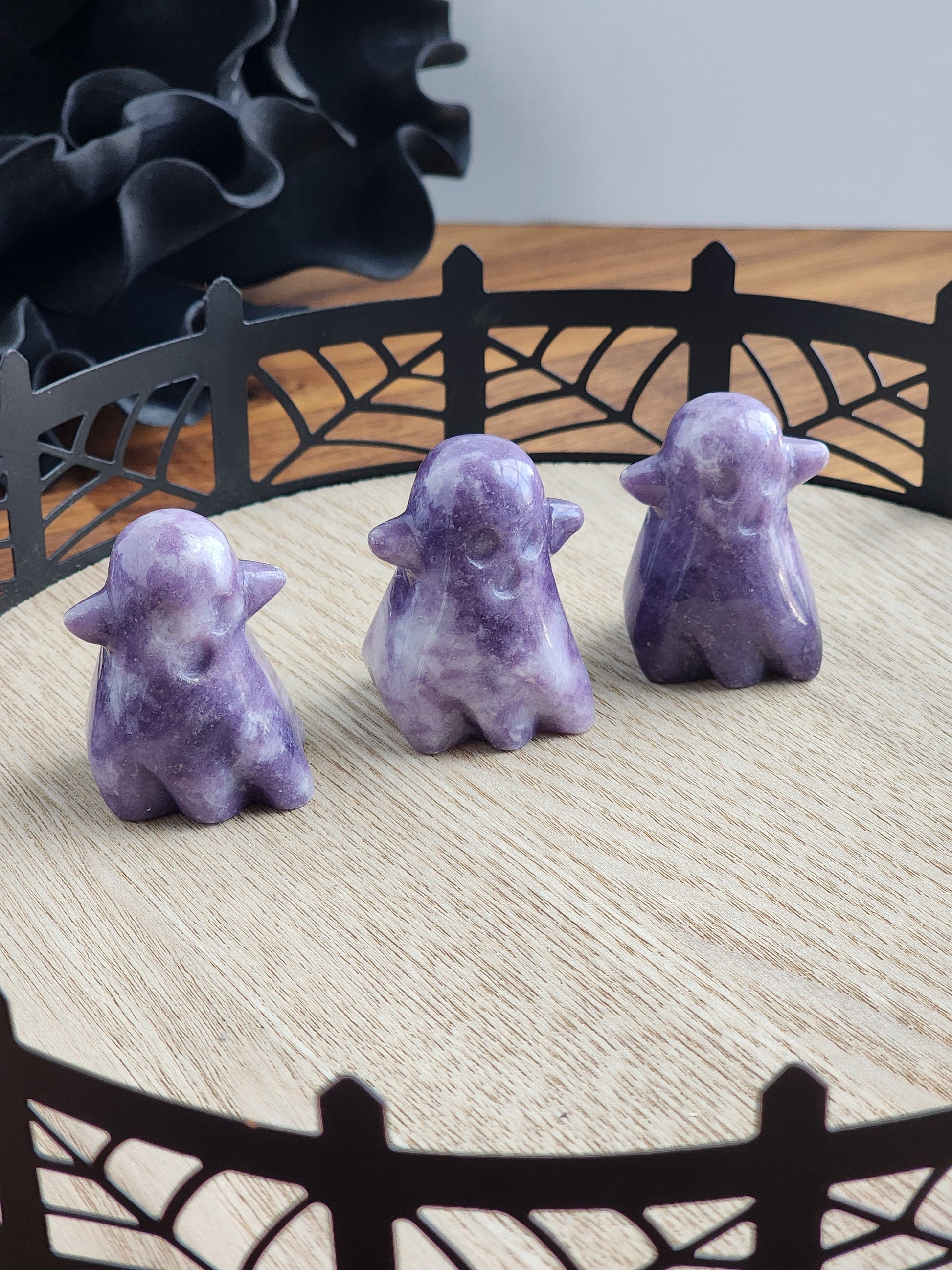 Cute Lepidolite Ghost | Spooky Crystal Carving | Halloween Crystals | Shimmery Purple Lilac Ghosts | Summerween Phantom | Intuitively Chosen