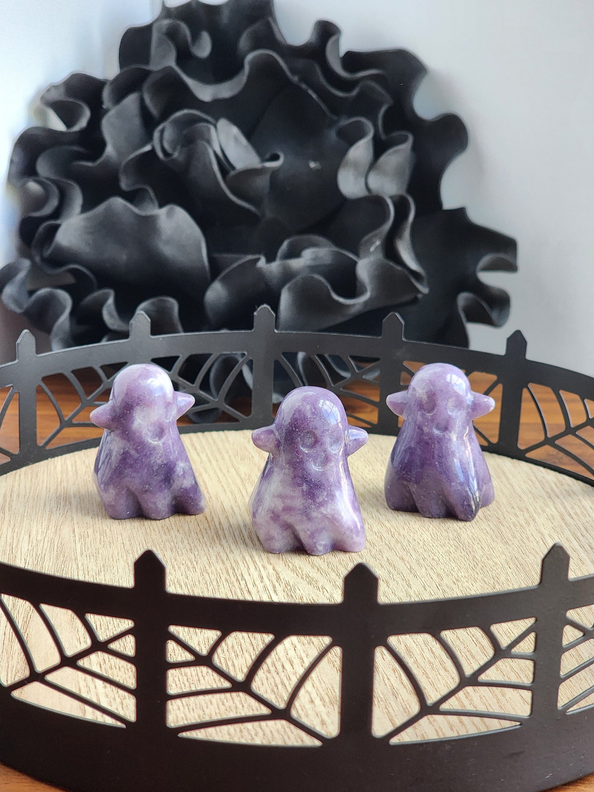 Cute Lepidolite Ghost | Spooky Crystal Carving | Halloween Crystals | Shimmery Purple Lilac Ghosts | Summerween Phantom | Intuitively Chosen