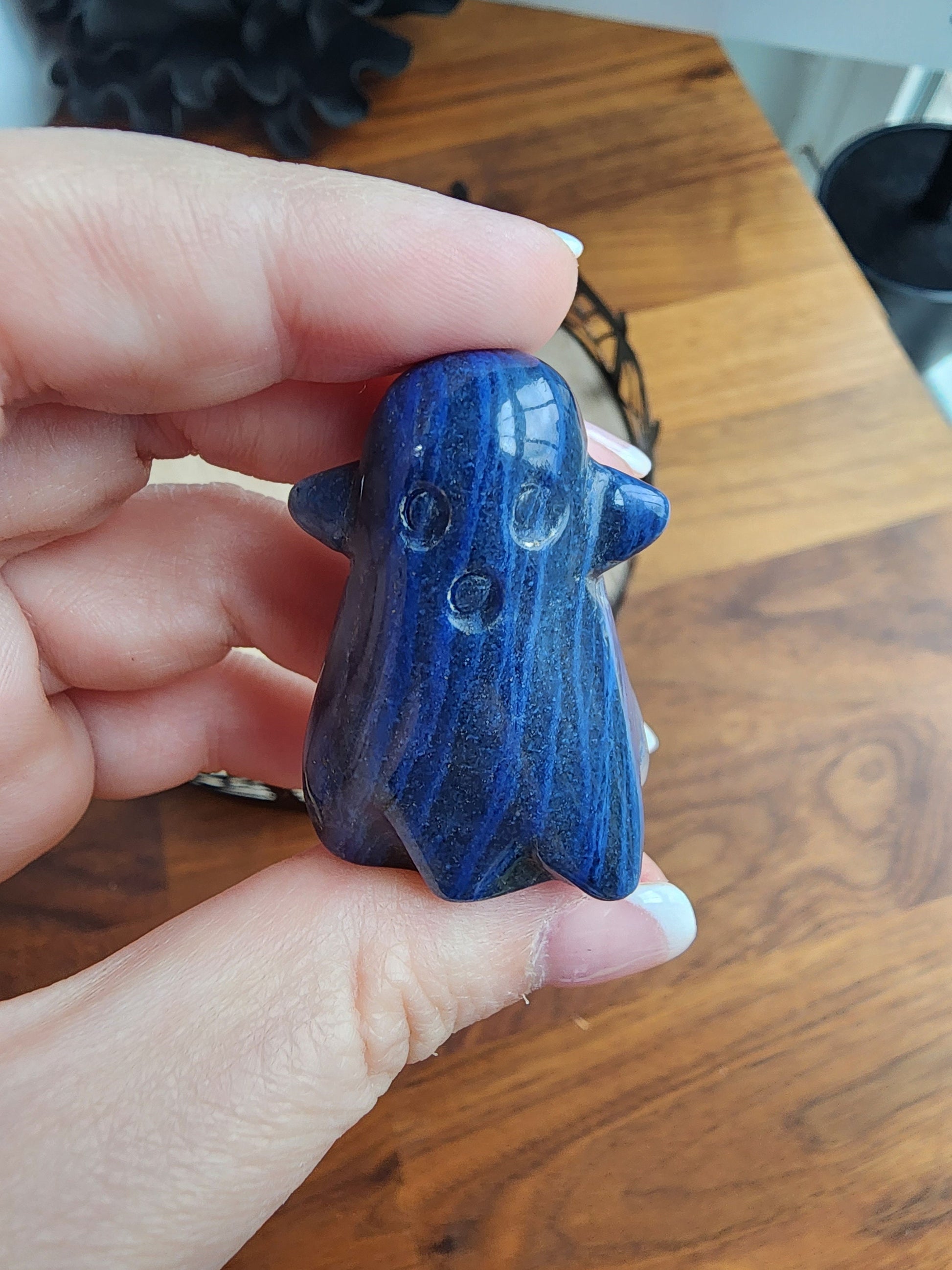 Cute Blue Aventurine Ghost | Spooky Crystal Carving | Halloween Crystals | Clear Quartz Inclusions | Summerween Phantom Intuitively Chosen