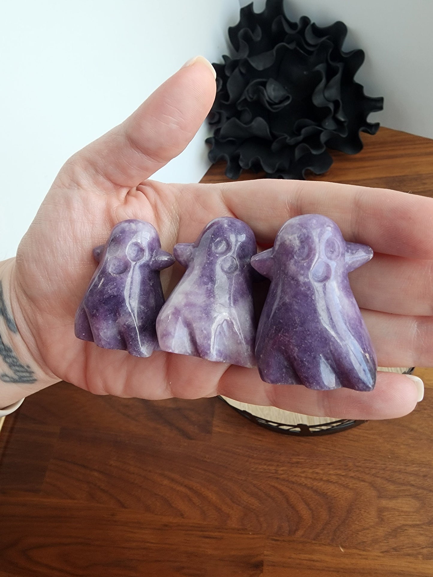 Cute Lepidolite Ghost | Spooky Crystal Carving | Halloween Crystals | Shimmery Purple Lilac Ghosts | Summerween Phantom | Intuitively Chosen