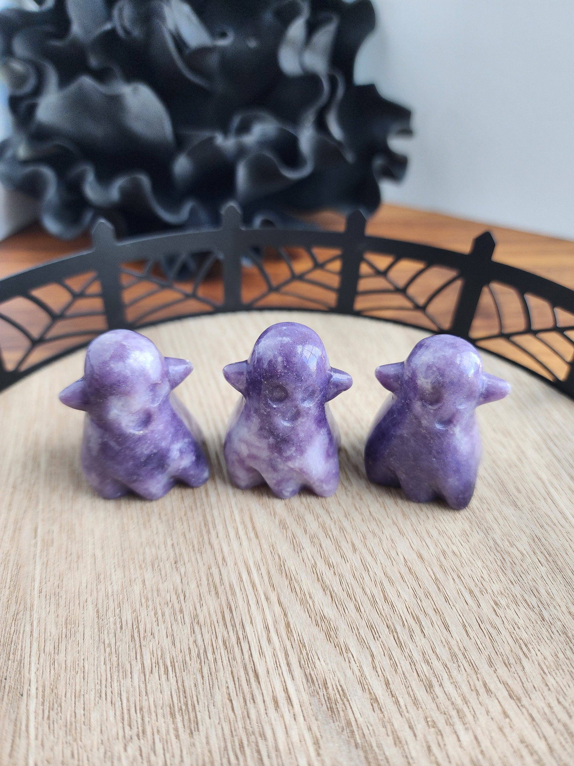 Cute Lepidolite Ghost | Spooky Crystal Carving | Halloween Crystals | Shimmery Purple Lilac Ghosts | Summerween Phantom | Intuitively Chosen