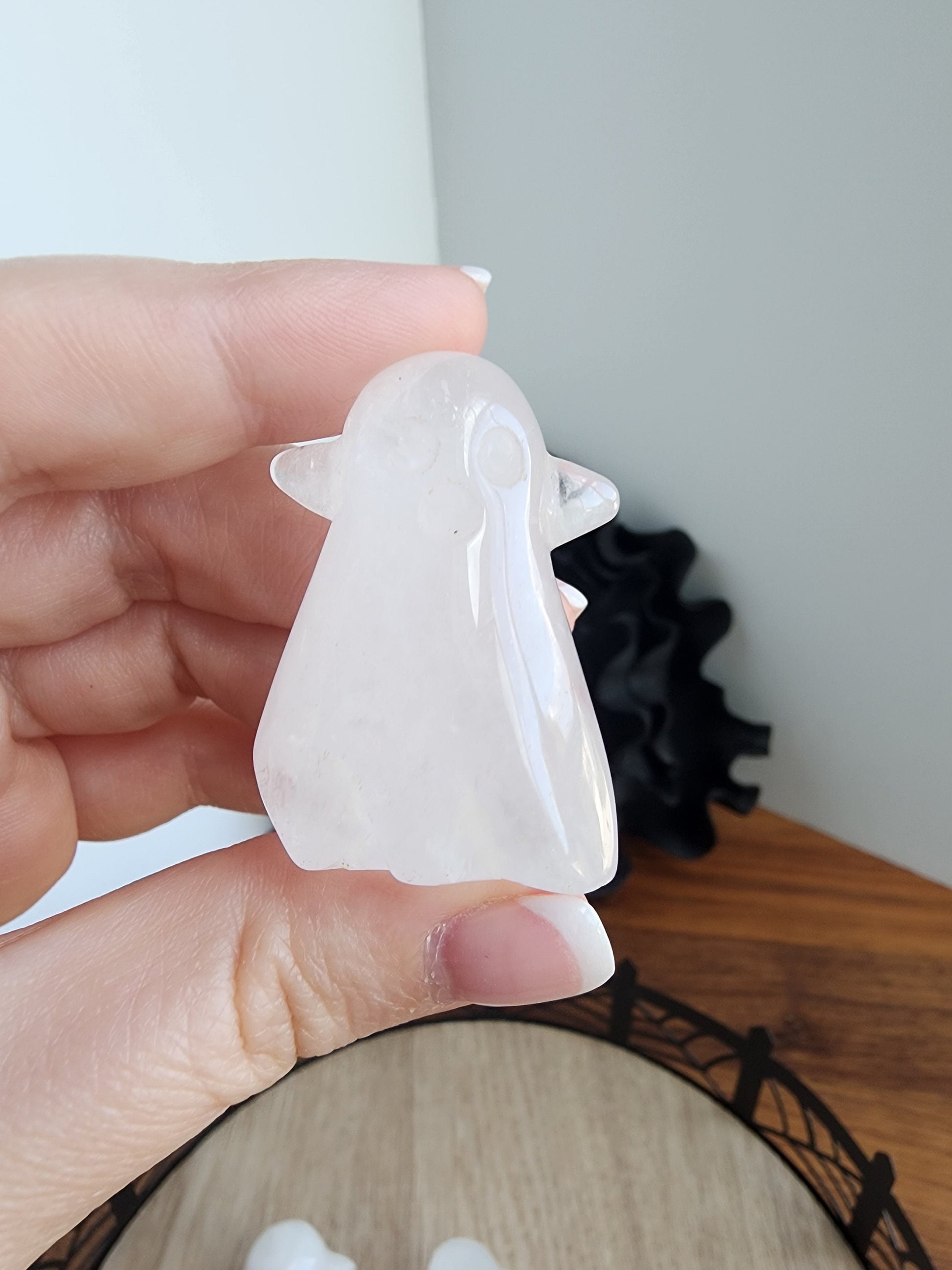 Cute Clear Quartz Ghost | Spooky Crystal Carving | Halloween Crystals | White Clear Rainbow | Summerween Ghosty Phantom | Intuitively Chosen