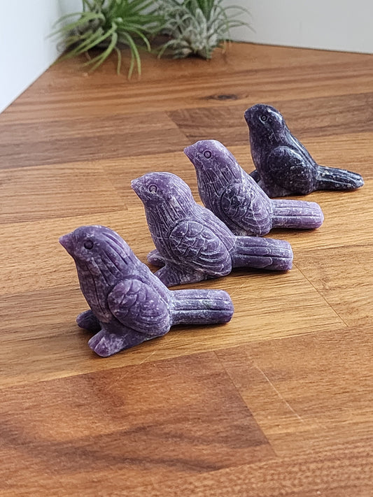 Lepidolite Birds | Purple Crystal Bird Carving | Sparkle | Adorable Animal Crystals | Lilac to Deep Purple | Inutitively Chosen