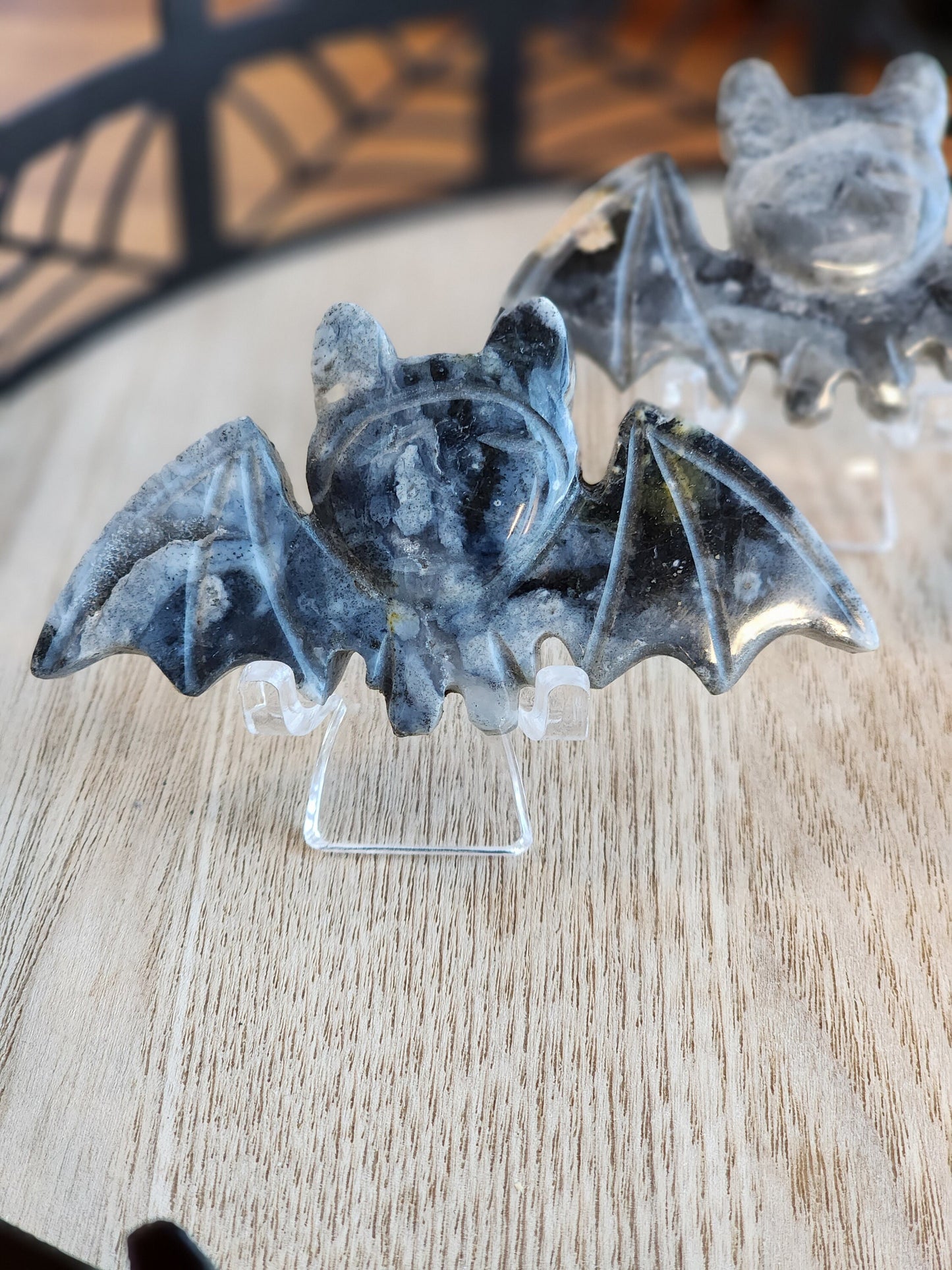 Cute Crystal Bat! | Pyrite in Quartz | Gray Vampire Bat Carving | Halloween Crystals | Gothcore | Spooky Season | Intuitively Chosen