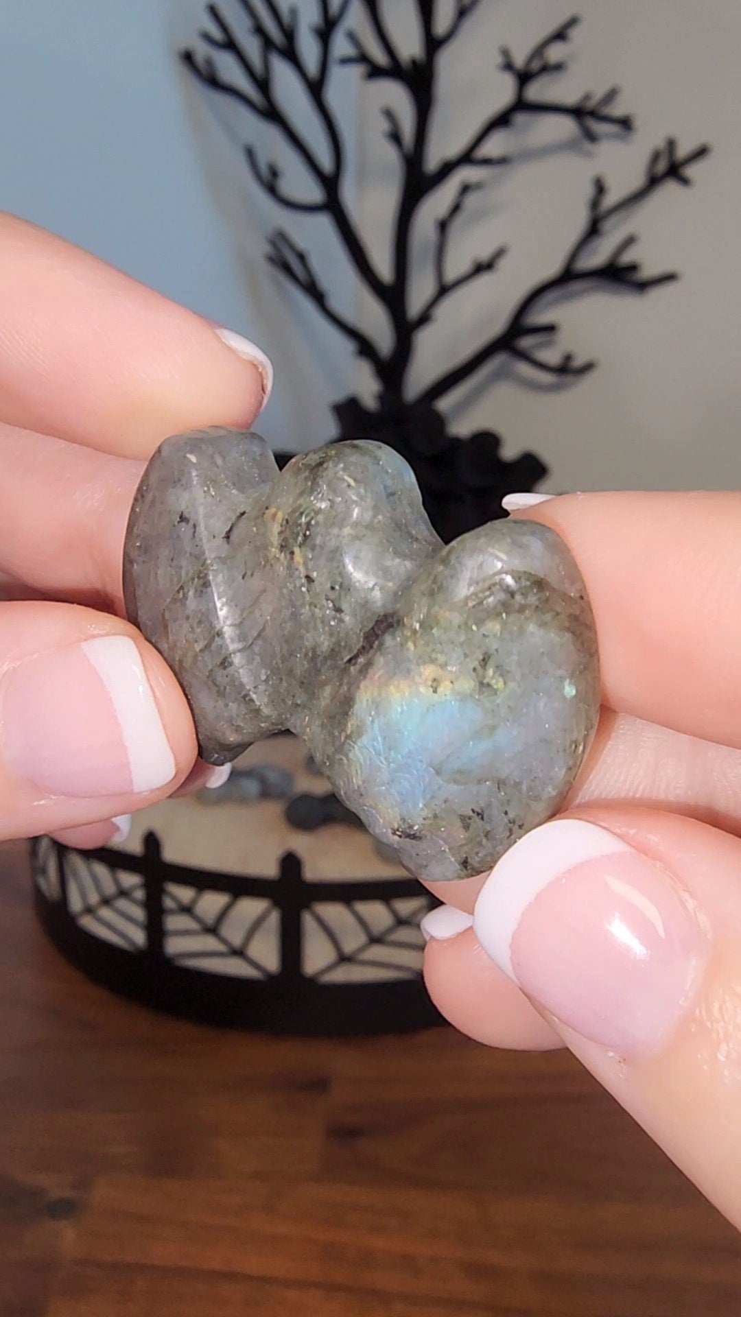 Labradorite Mini Bats | Cute Flashy Lab Bat Carvings | Rainbow | Cute Halloween Crystals | Spooky Season Crystal | Intuitively Chosen