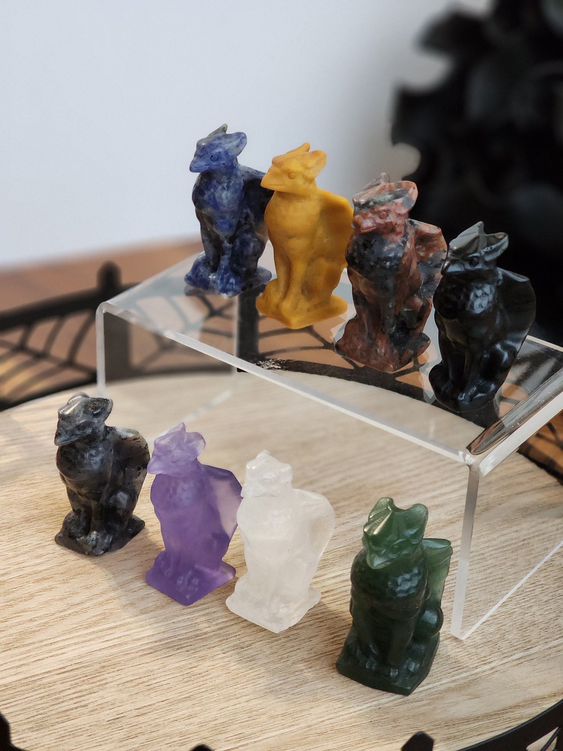 Mini Crystal Griffin | Sodalite, Clear, Larvakite, Aventurine, Obsidian, Goldstone, Purple Fluorite Gargoyles | Griffon Gryphon