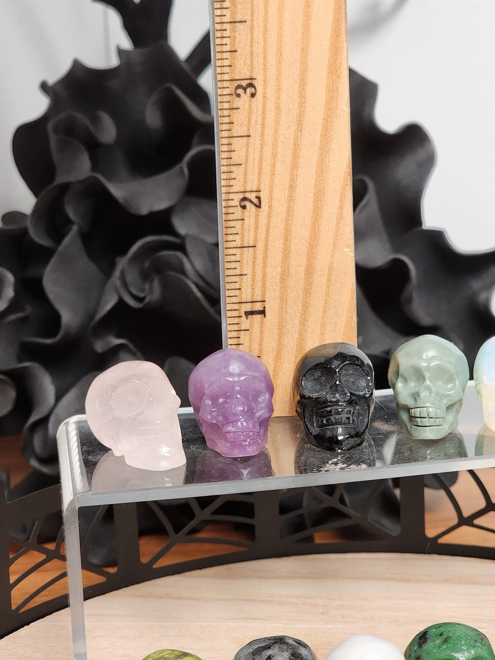 Mini Crystal Skull Figurines - Hand Carved Halloween Decor