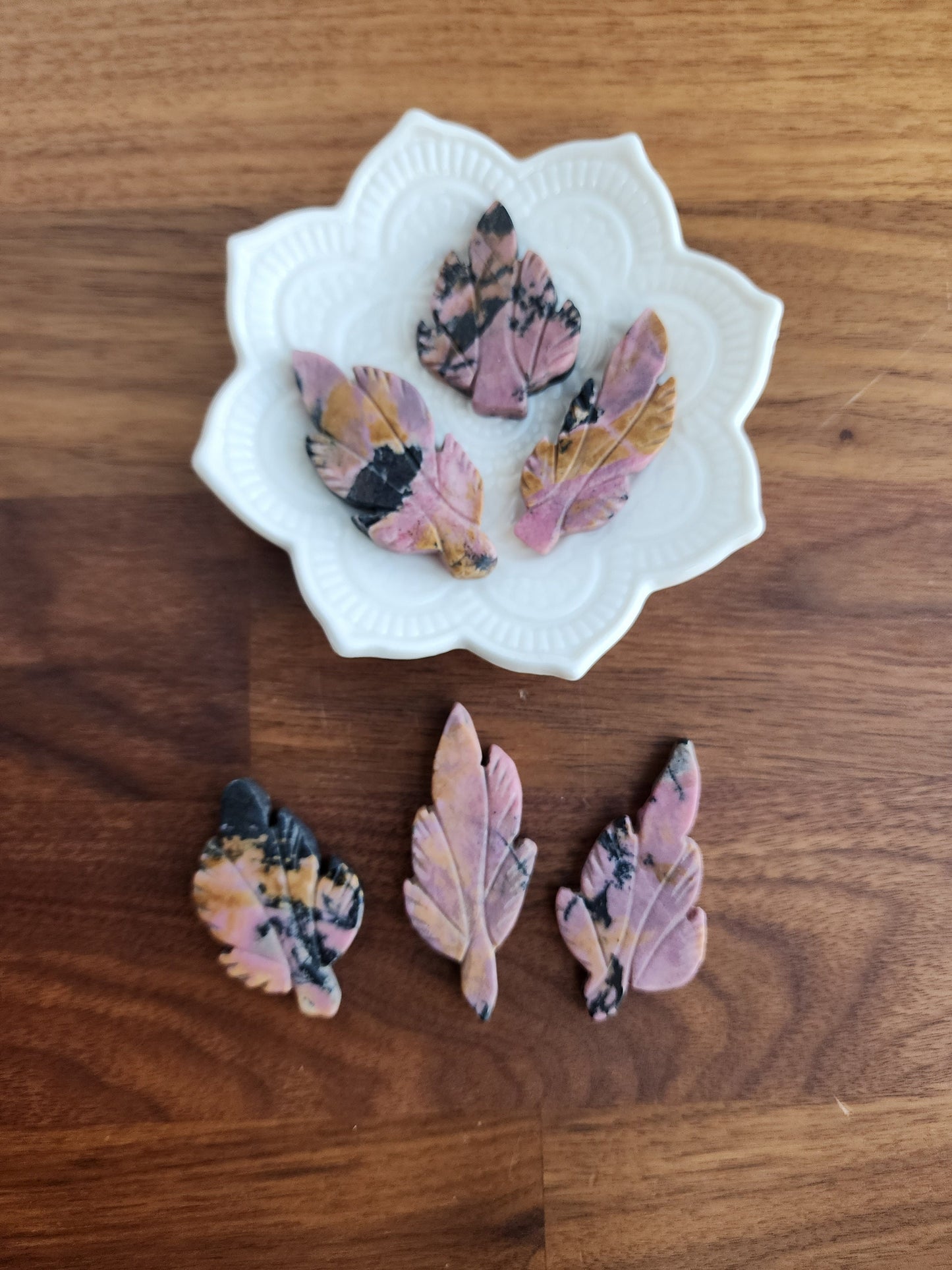 Rhodonite Mini Leaf | Pink Crystal Leaves | Fun Crystals for kids | Hand Carved | Spring Season Favorites | Mom Gifts | Intutively Chosen