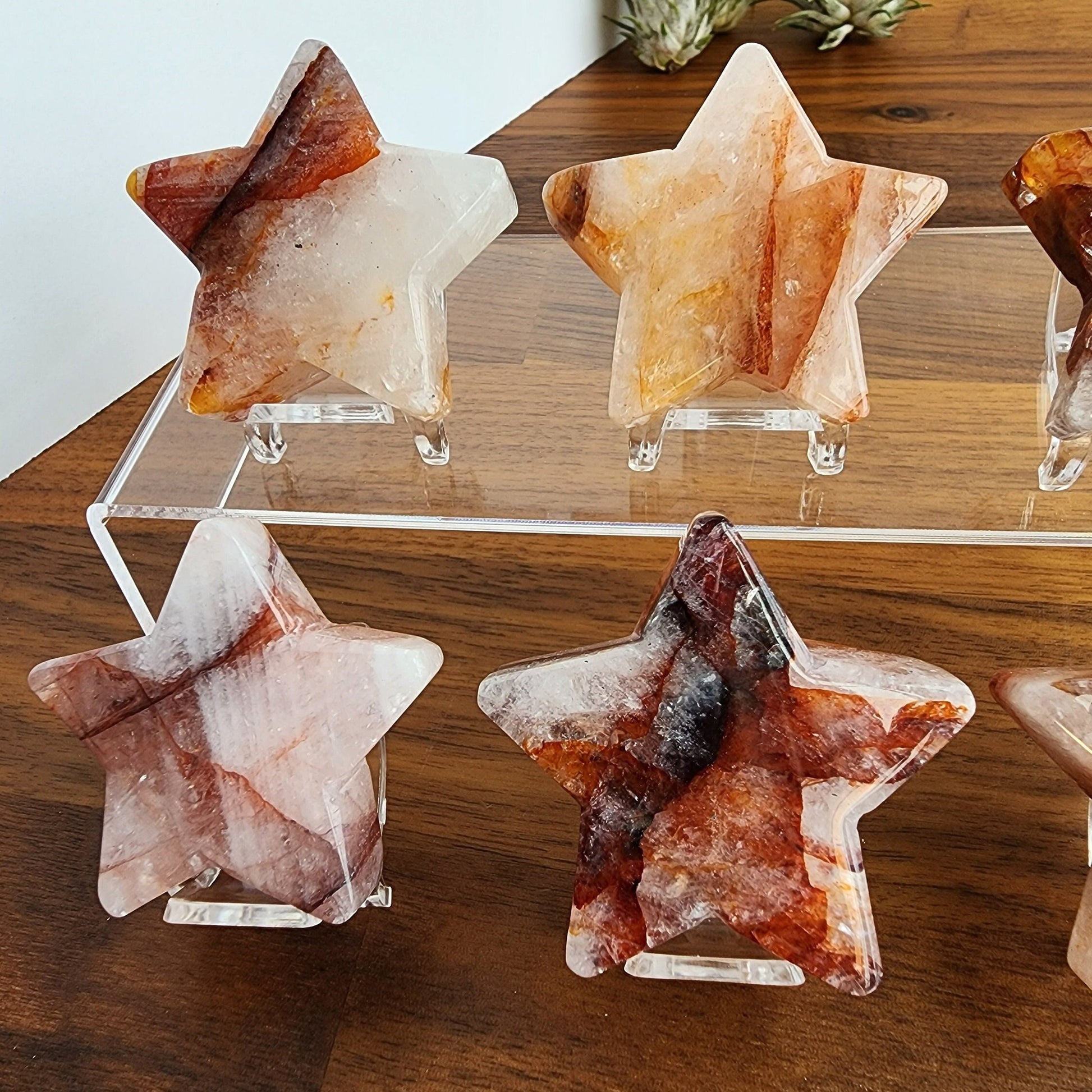 high quality fire quartz star carving crystal large statement piece