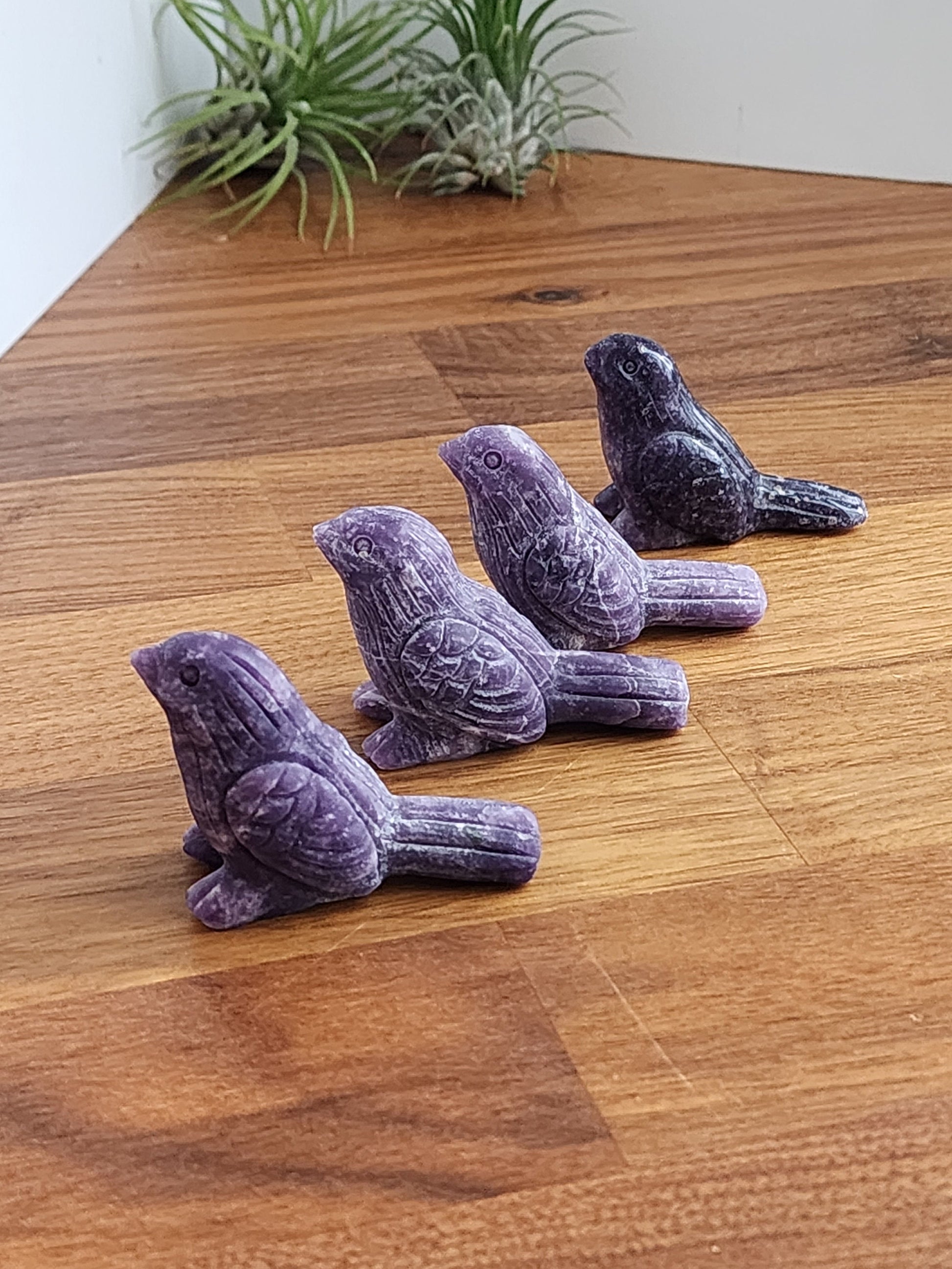 Lepidolite Birds | Purple Crystal Bird Carving | Sparkle | Adorable Animal Crystals | Lilac to Deep Purple | Inutitively Chosen