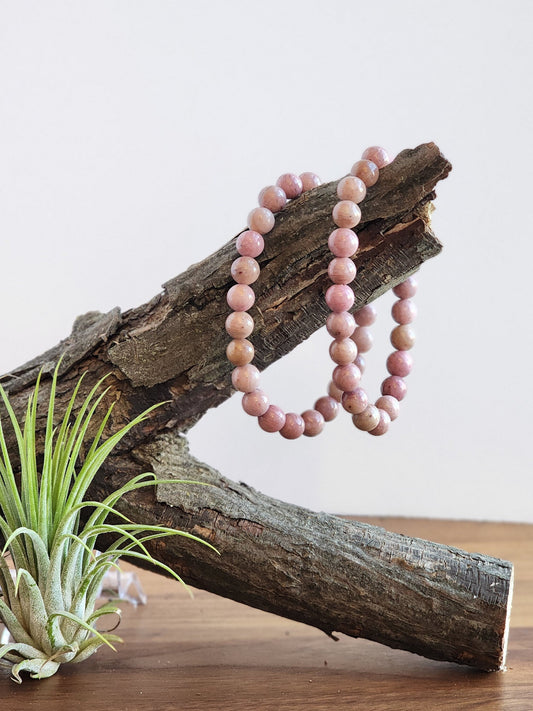 Pink Rhodonite Crystal Bracelet