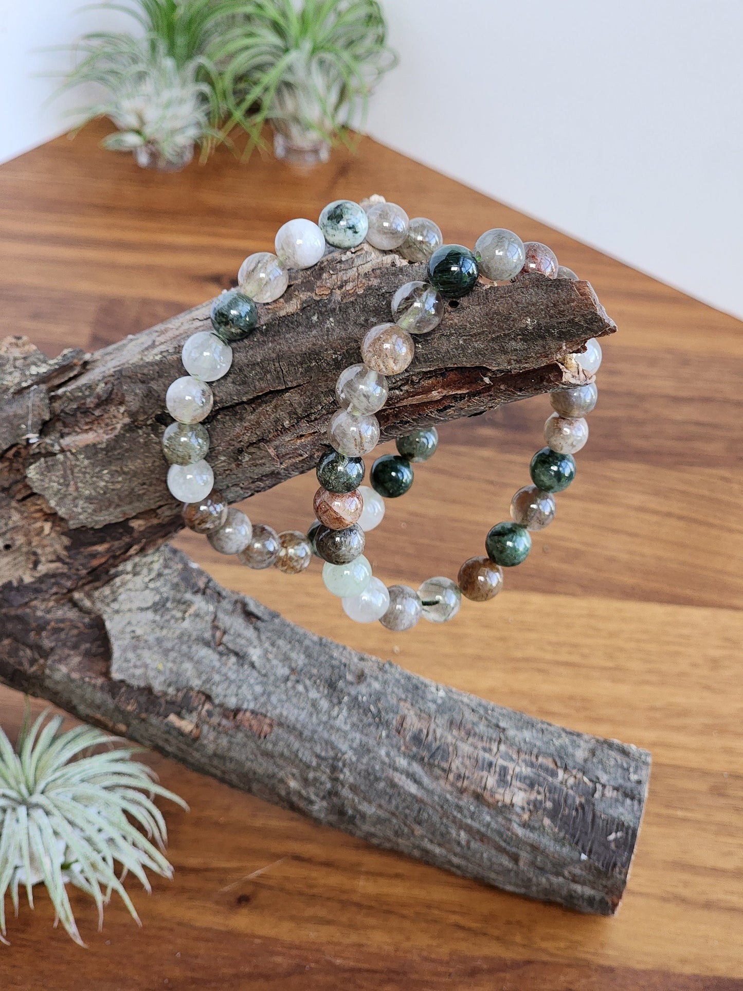 Rare Green Routille, High Quality Crystal Bracelet,with gold and green strands of routille, crystals for collectors