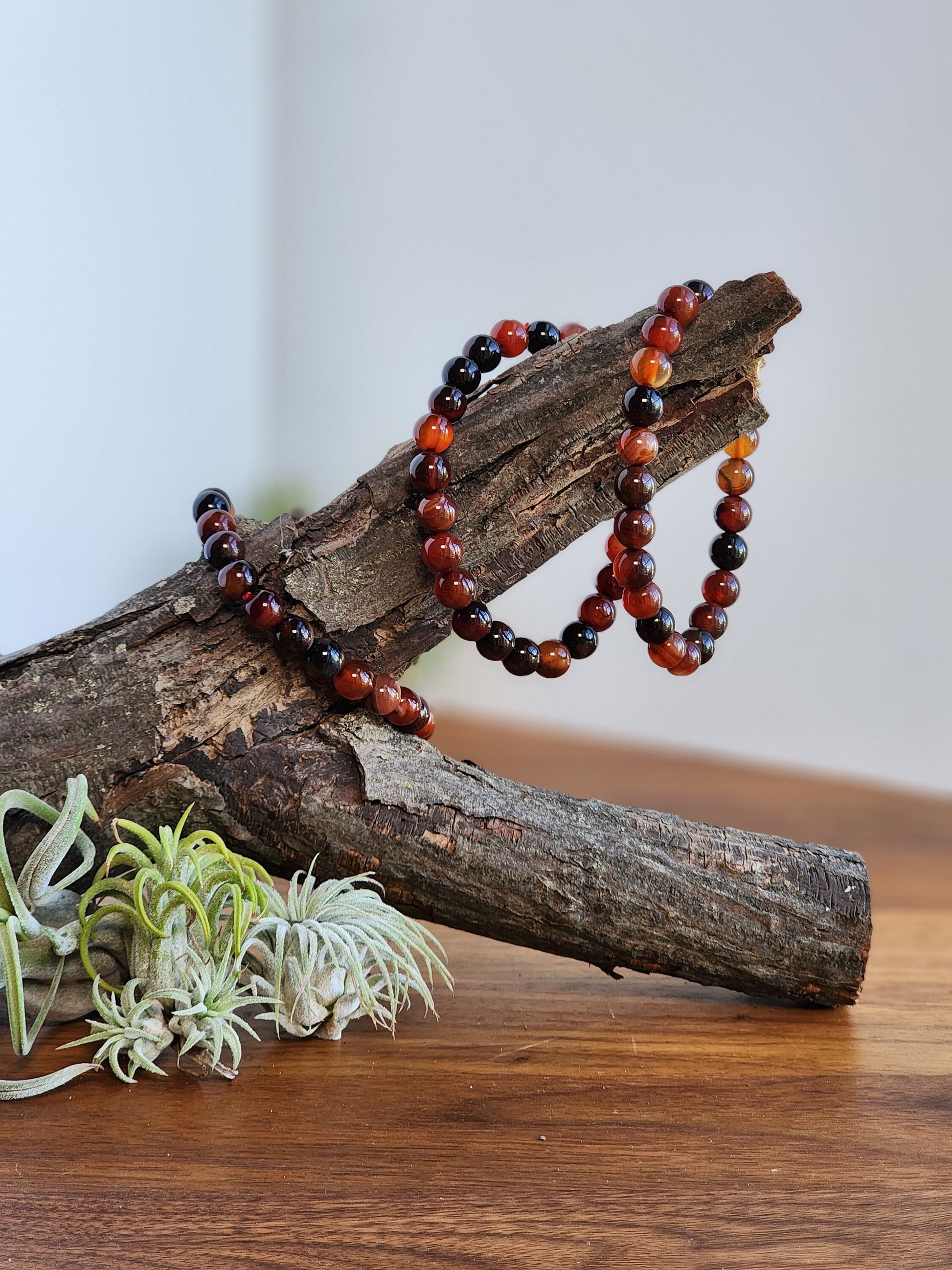 Red Ribbon Agate Crystal Bracelets