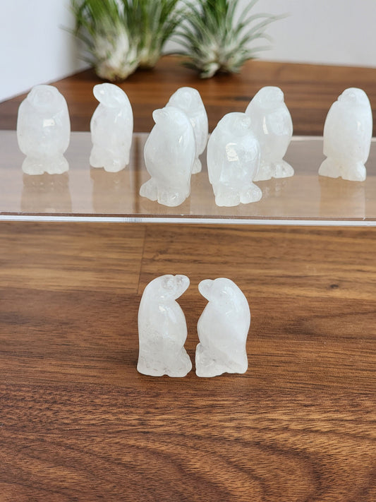 Clear quartz crystal penquin, mini holiday items