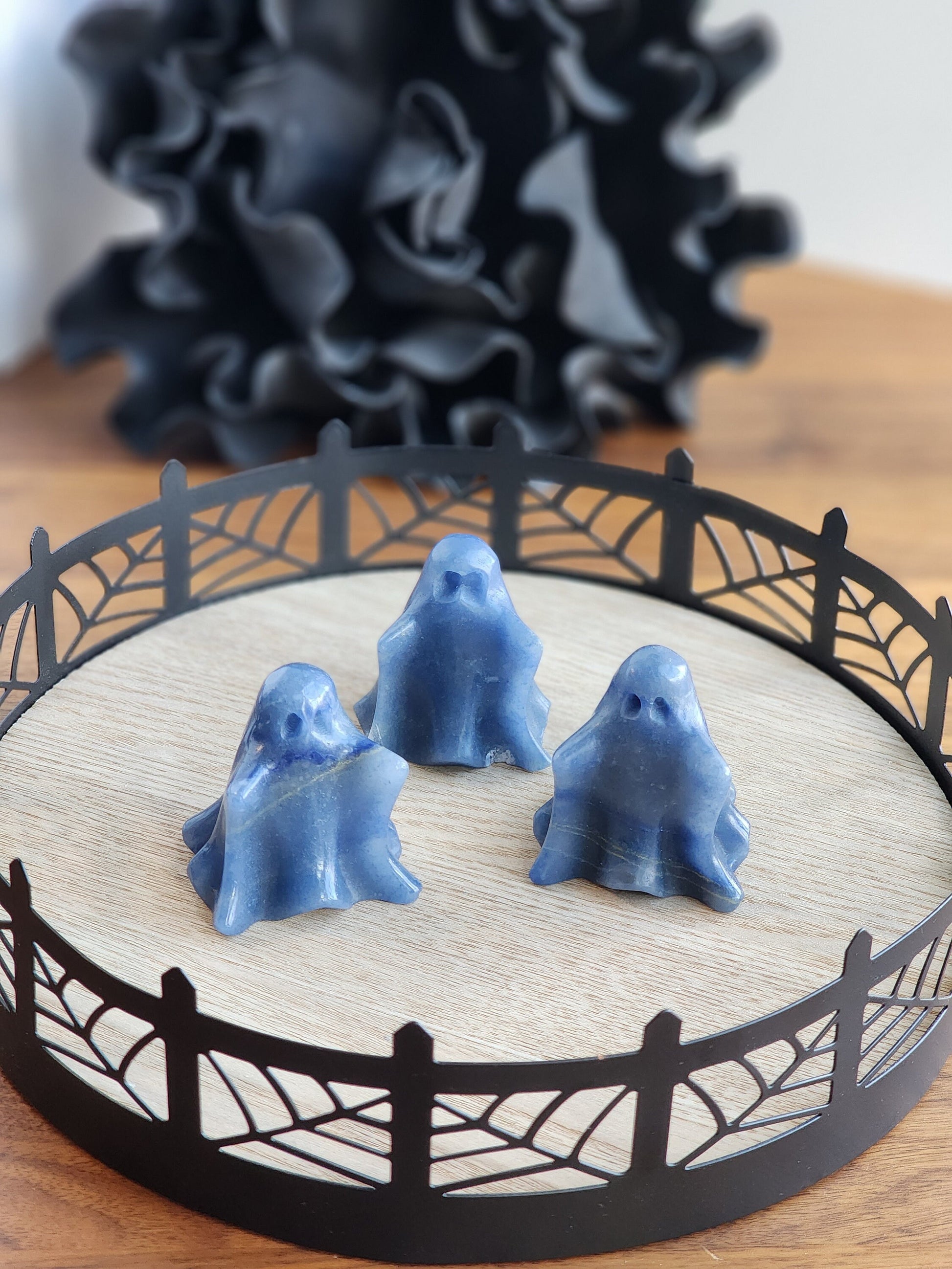 Ghost Crystal | Blue Adventurine | Halloween Decor | Spooky Season Crystals | 3D Phantom | Carving | Witchy Vibes | Intuitively Chosen