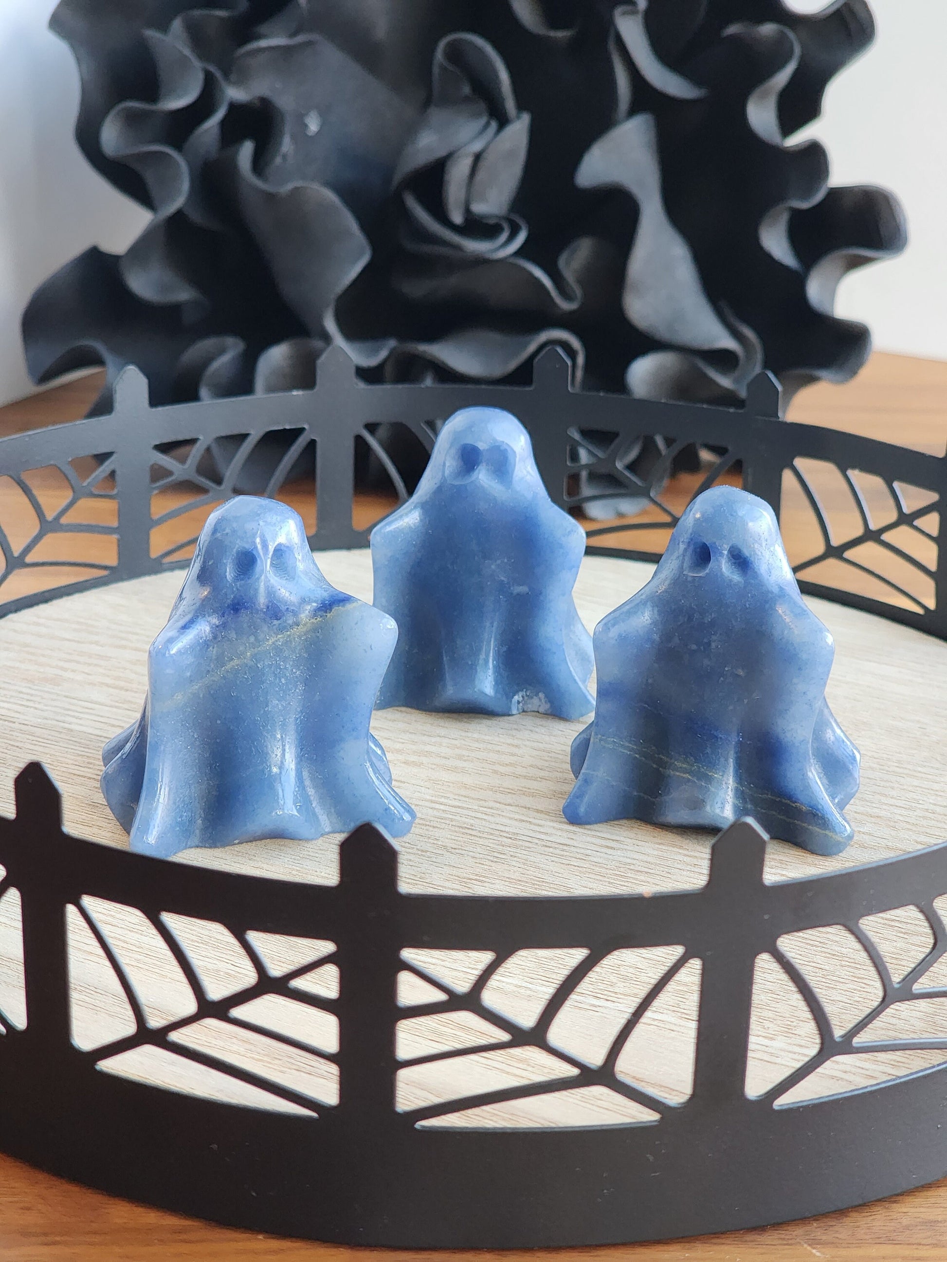 Ghost Crystal | Blue Adventurine | Halloween Decor | Spooky Season Crystals | 3D Phantom | Carving | Witchy Vibes | Intuitively Chosen