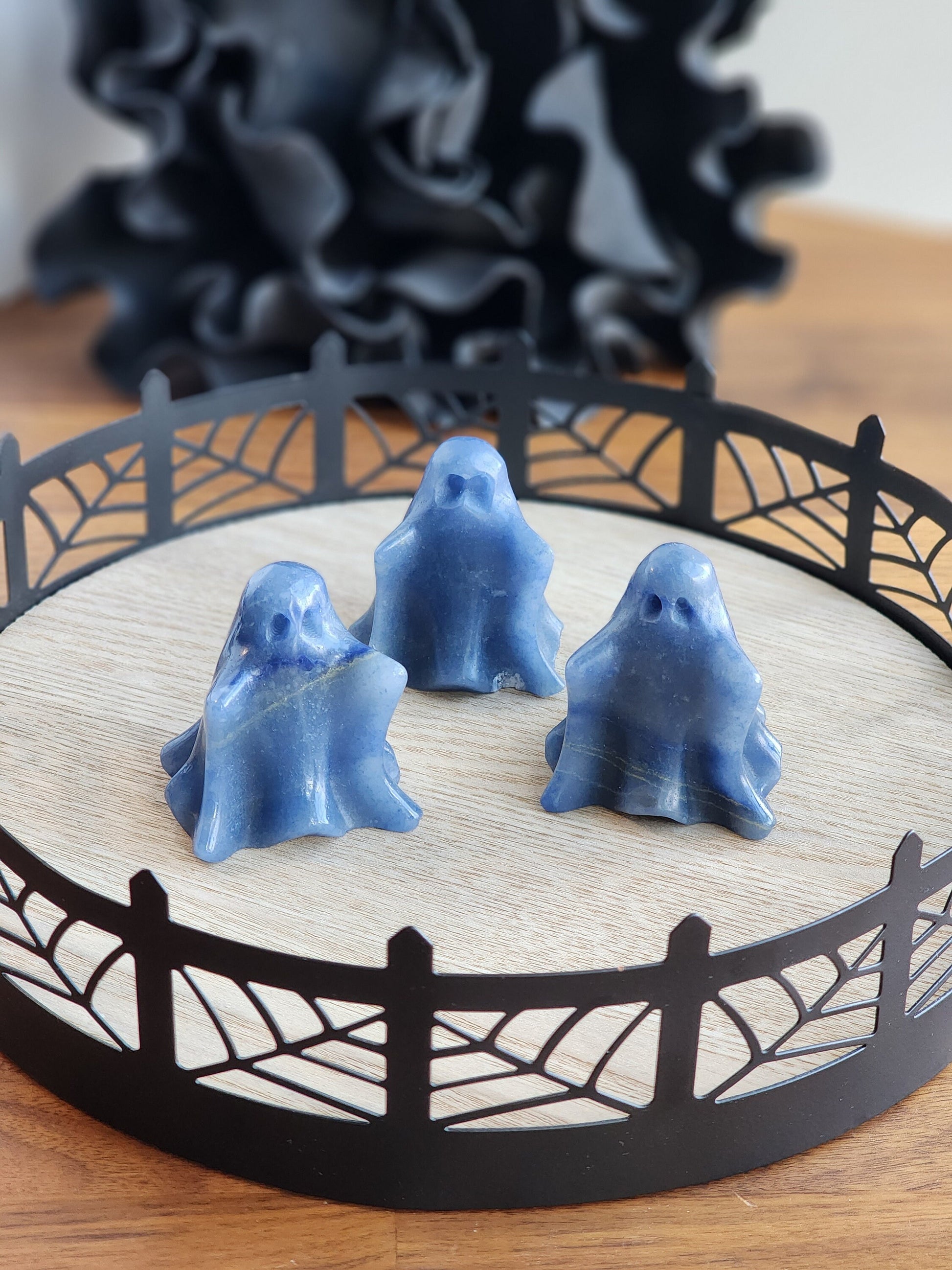 Ghost Crystal | Blue Adventurine | Halloween Decor | Spooky Season Crystals | 3D Phantom | Carving | Witchy Vibes | Intuitively Chosen