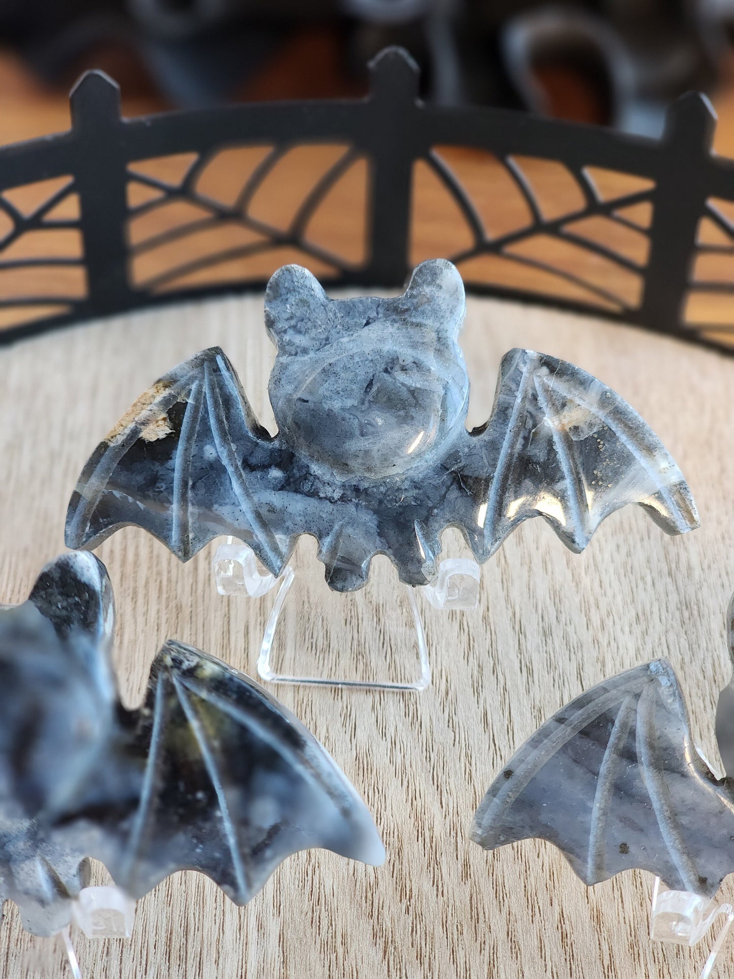 Cute Crystal Bat! | Pyrite in Quartz | Gray Vampire Bat Carving | Halloween Crystals | Gothcore | Spooky Season | Intuitively Chosen