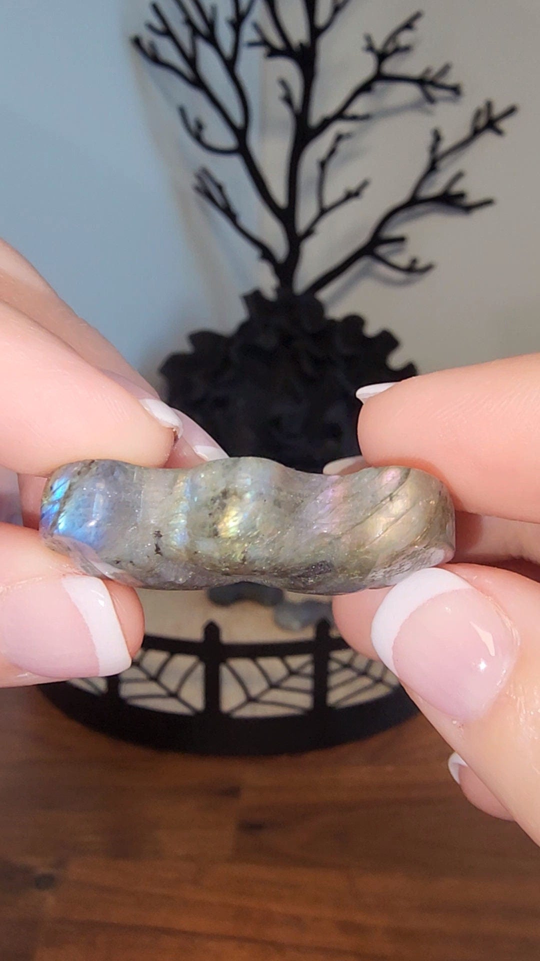 Labradorite Mini Bats | Cute Flashy Lab Bat Carvings | Rainbow | Cute Halloween Crystals | Spooky Season Crystal | Intuitively Chosen