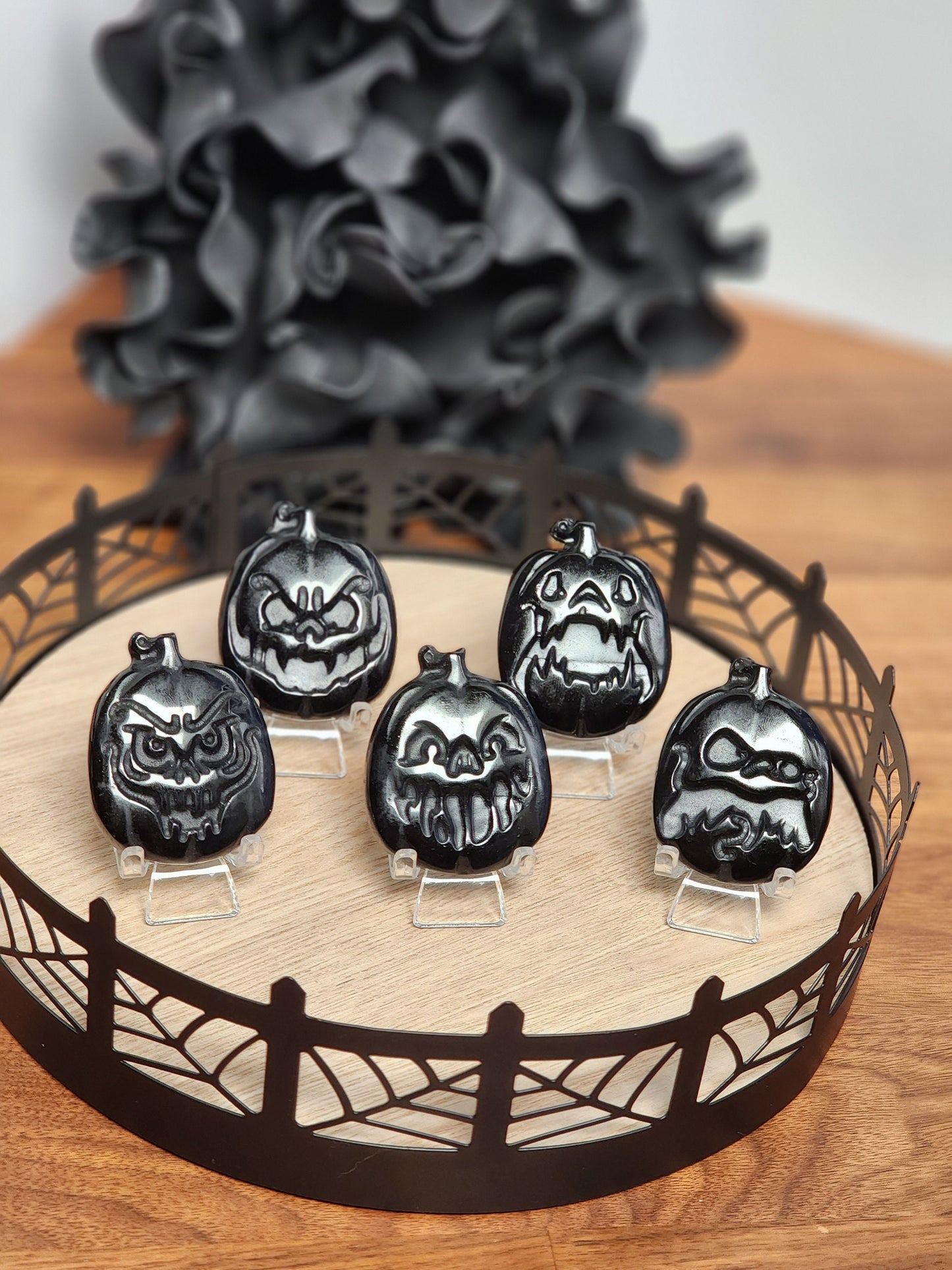 Scary Pumpkin Face | Black Obsidian | Halloween Crystals | Spooky Season Decor| Horror | Intutively Chosen