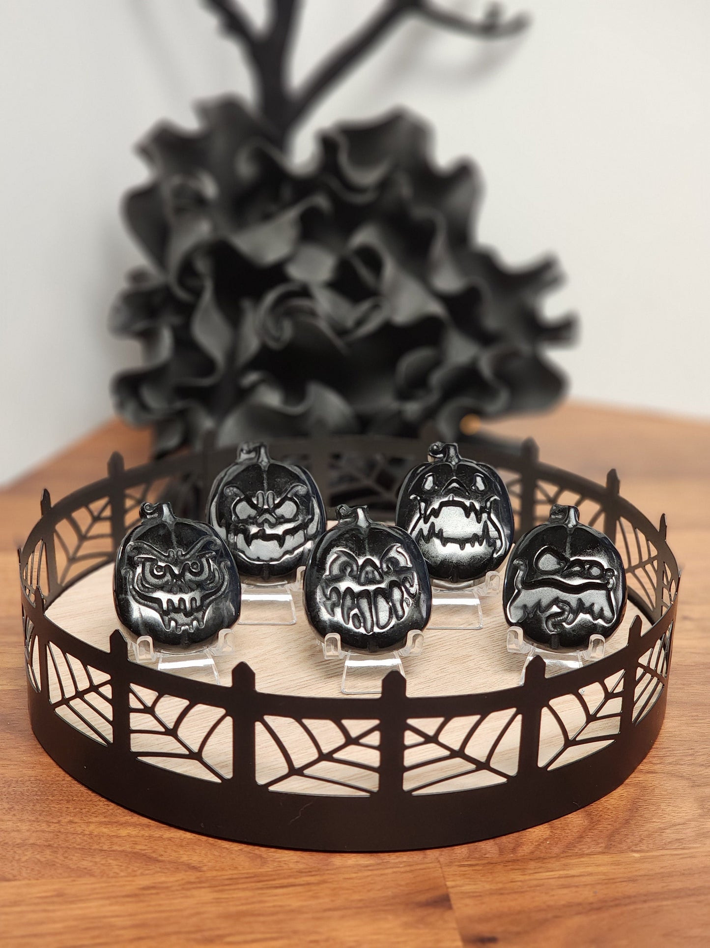 Scary Pumpkin Face | Black Obsidian | Halloween Crystals | Spooky Season Decor| Horror | Intutively Chosen