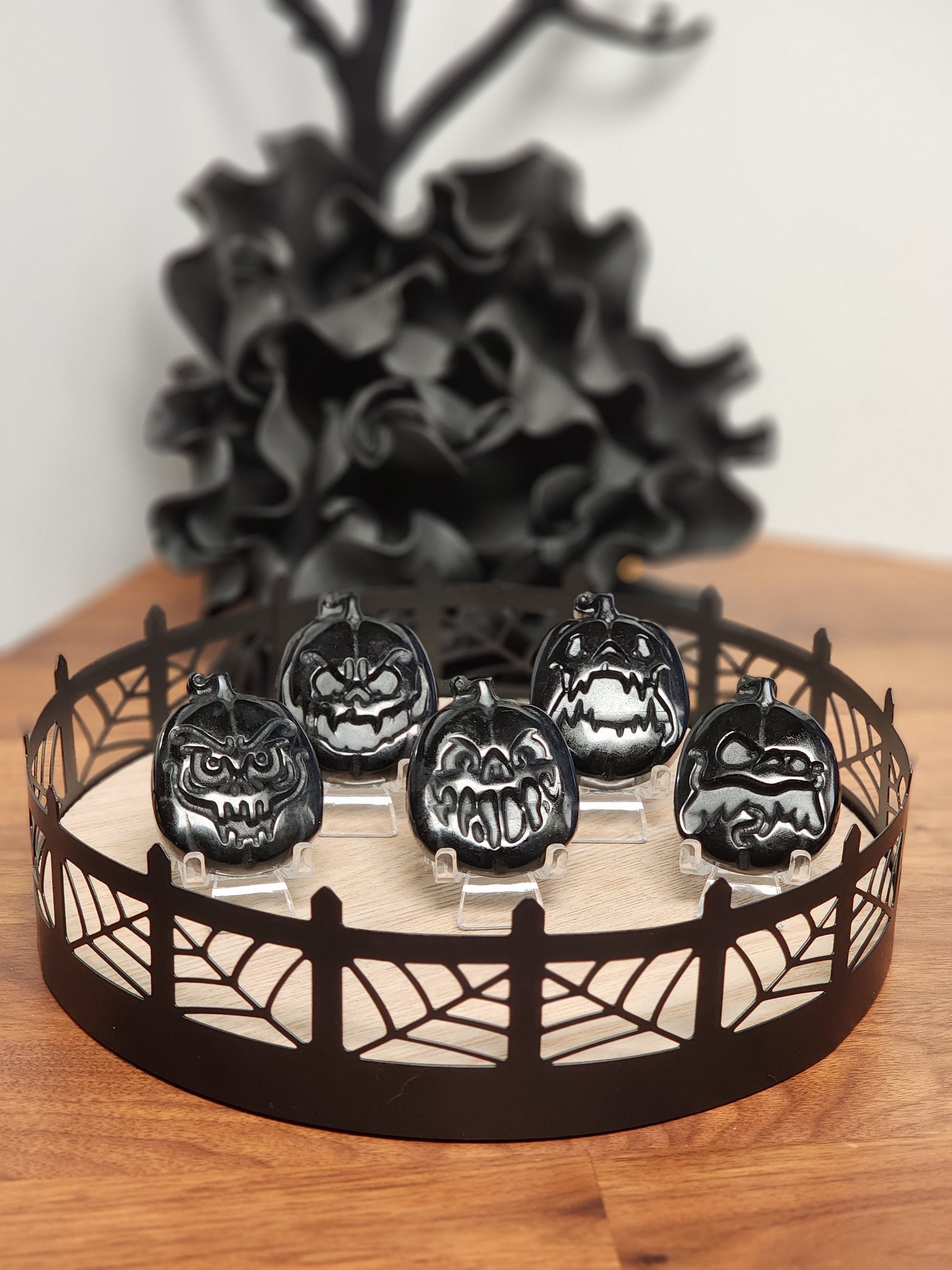 Scary Pumpkin Face | Black Obsidian | Halloween Crystals | Spooky Season Decor| Horror | Intutively Chosen