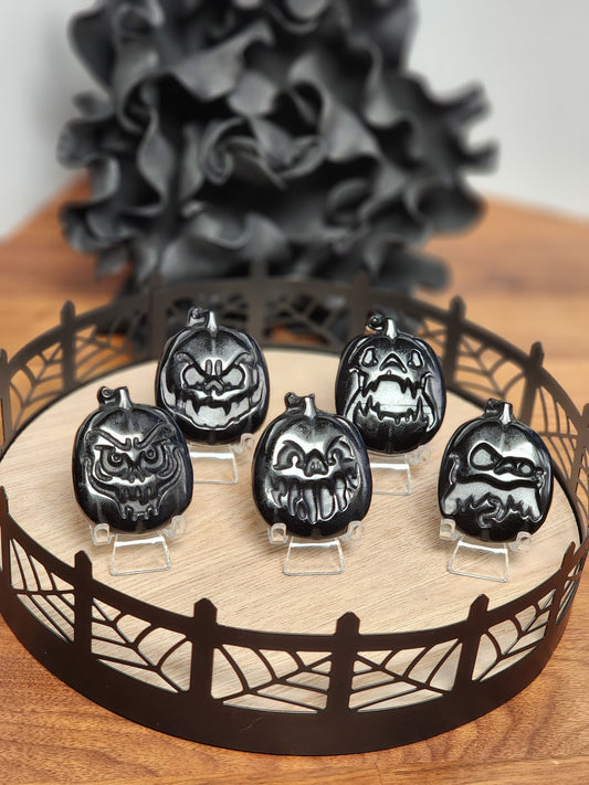 Scary Pumpkin Face | Black Obsidian | Halloween Crystals | Spooky Season Decor| Horror | Intutively Chosen