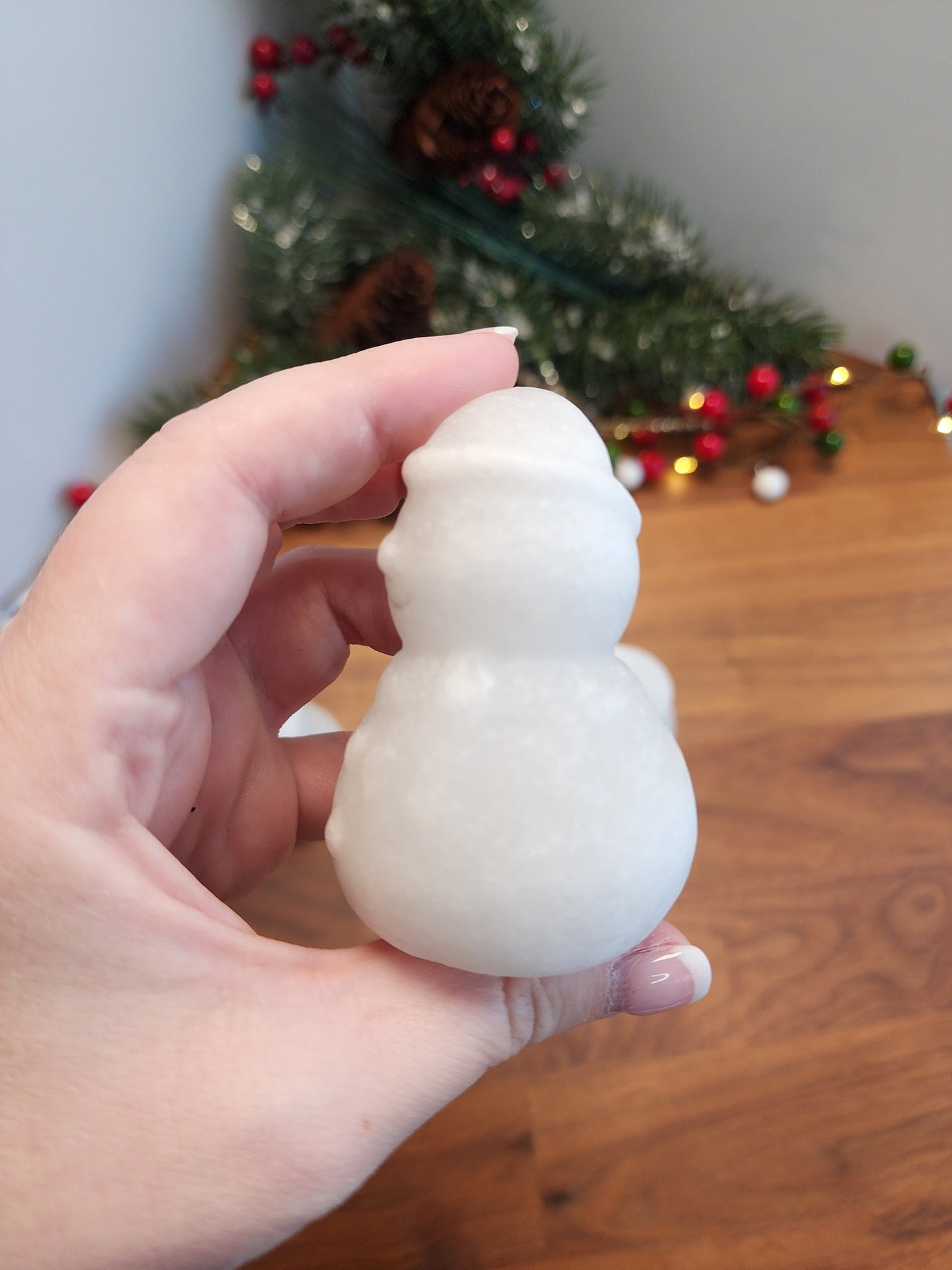 Crystal Snowman | White Jade | Larger Christmas Carving | Winter Solstice | Seasonal | Cute Holiday Decor | Intuitively Chosen