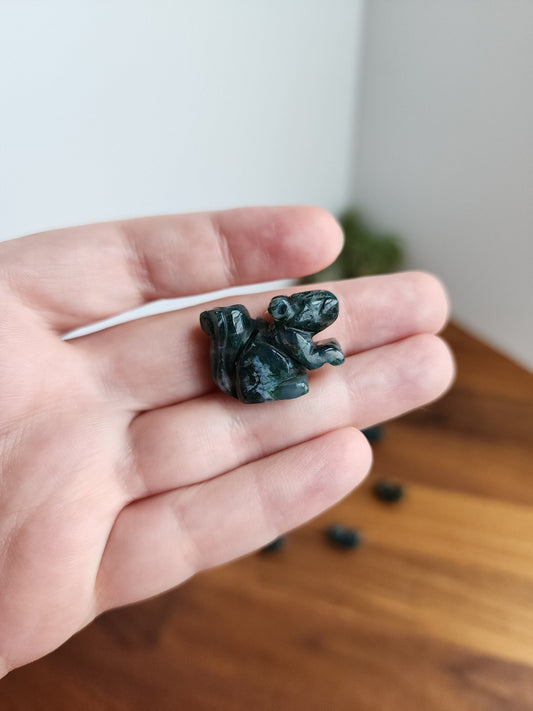 Mini Moss Agate Squirrels | Cute Crystal Critter | Forest Green Moss Agate with hints of Brown | Extra Mini Crystal Zoo | Intuitively Chosen