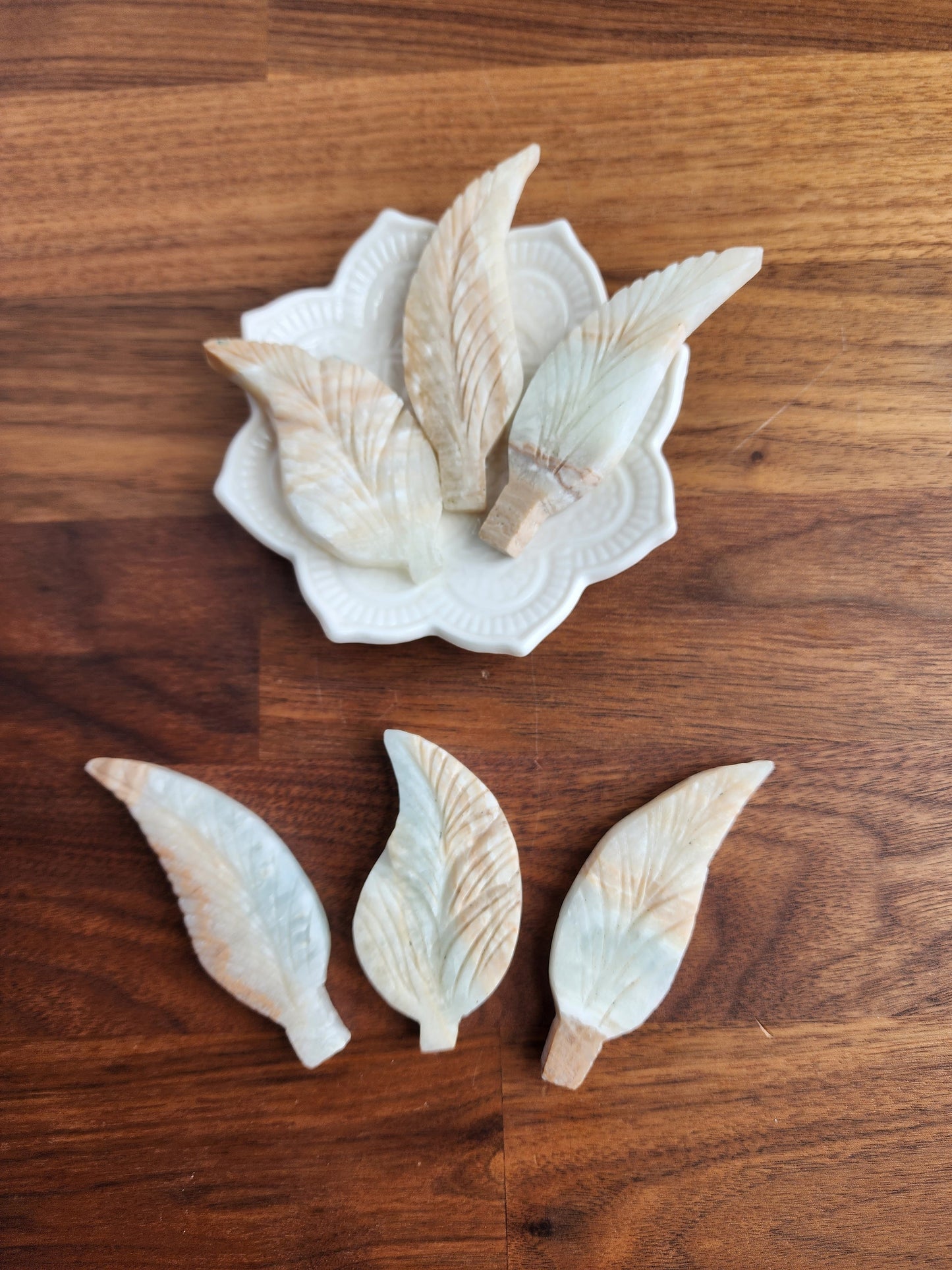 White Carribean Calcite Leaf | Crystal Leaf | Ocean Crystals | Hand Carved leaves | Beach Season Favorites | Mom Gifts | Intutively Chosen