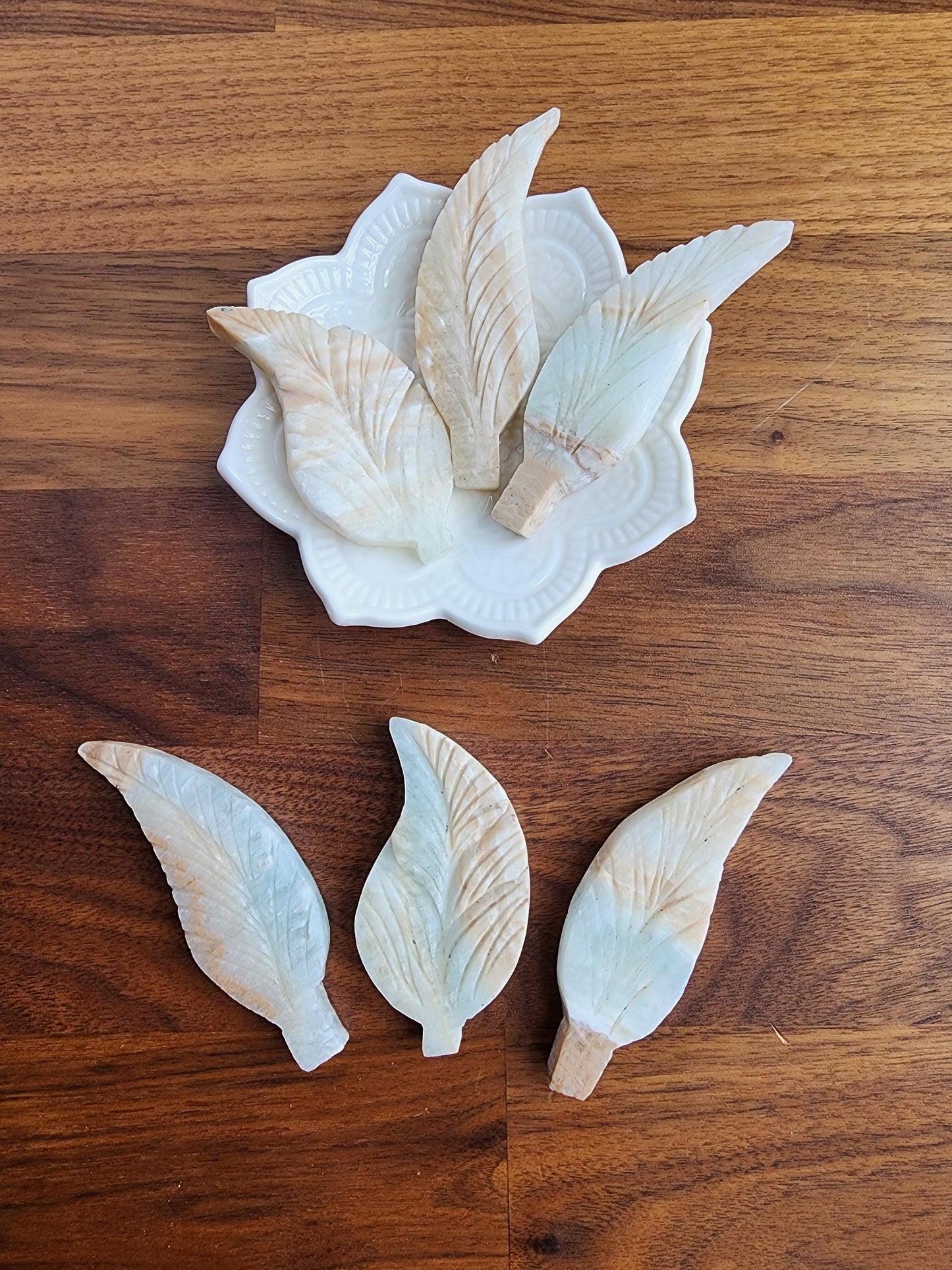 White Carribean Calcite Leaf | Crystal Leaf | Ocean Crystals | Hand Carved leaves | Beach Season Favorites | Mom Gifts | Intutively Chosen