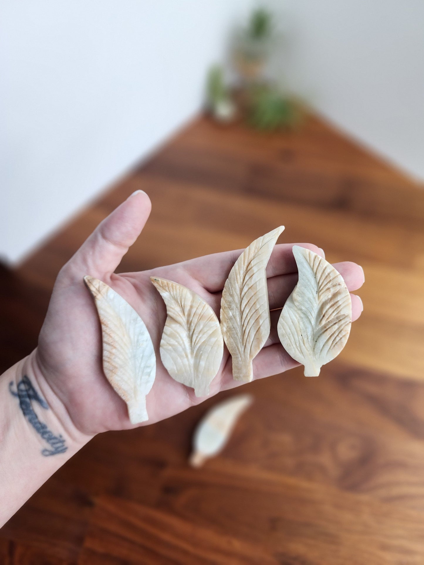 White Carribean Calcite Leaf | Crystal Leaf | Ocean Crystals | Hand Carved leaves | Beach Season Favorites | Mom Gifts | Intutively Chosen