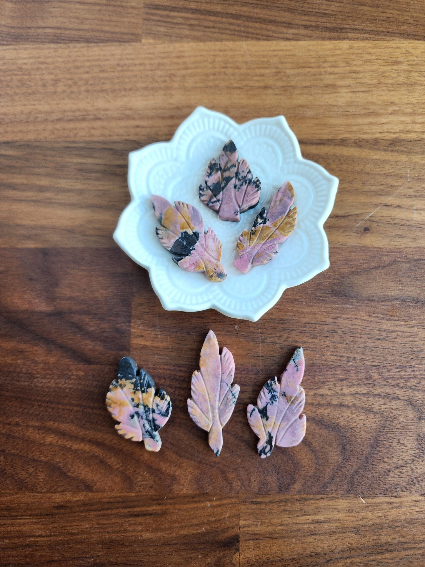 Rhodonite Mini Leaf | Pink Crystal Leaves | Fun Crystals for kids | Hand Carved | Spring Season Favorites | Mom Gifts | Intutively Chosen