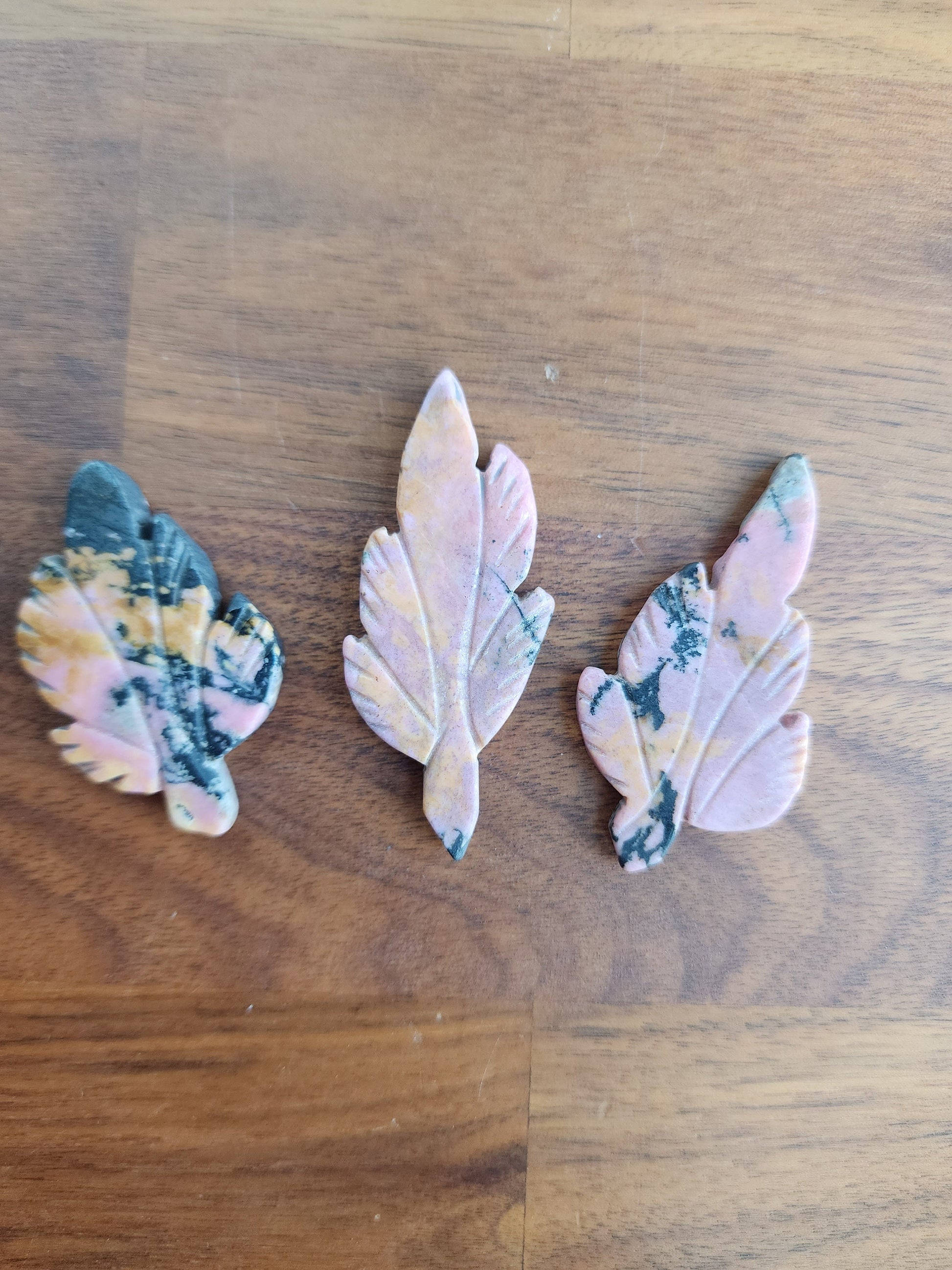 Rhodonite Mini Leaf | Pink Crystal Leaves | Fun Crystals for kids | Hand Carved | Spring Season Favorites | Mom Gifts | Intutively Chosen