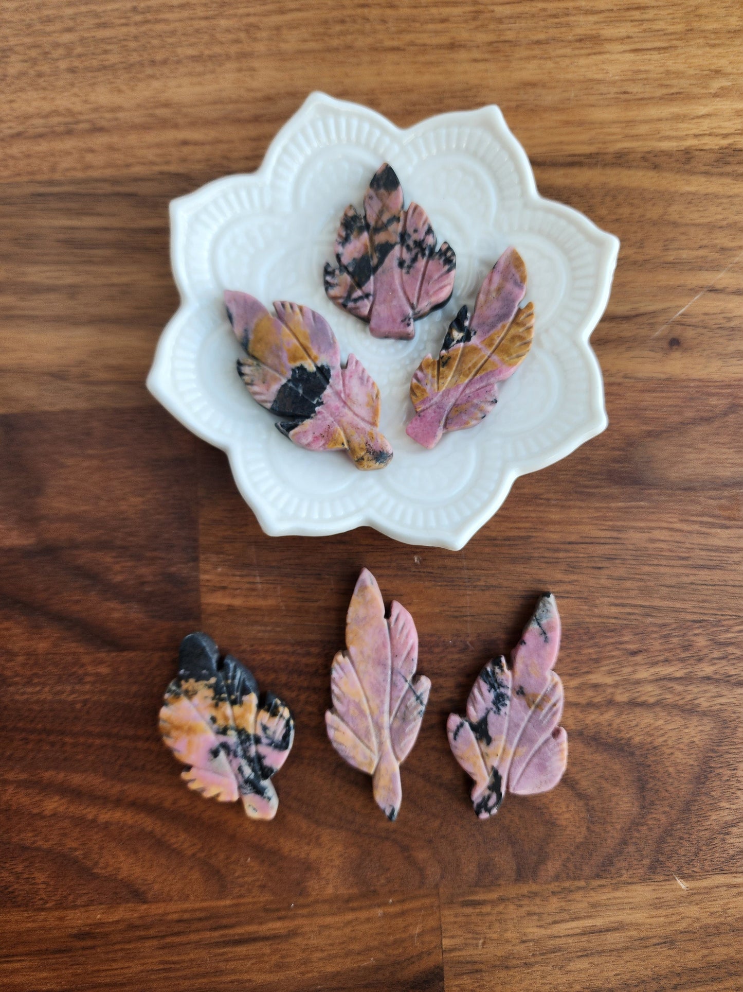 Rhodonite Mini Leaf | Pink Crystal Leaves | Fun Crystals for kids | Hand Carved | Spring Season Favorites | Mom Gifts | Intutively Chosen