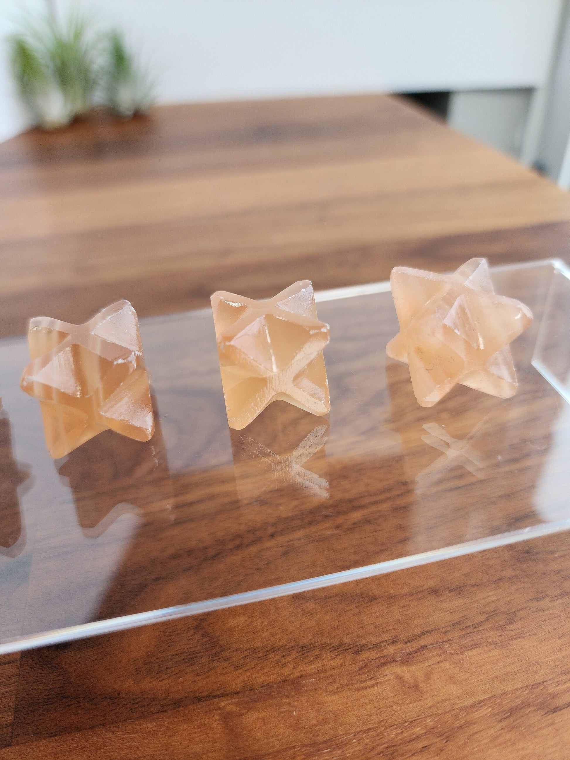 honey calcite merkaba crystal fidget pocket stone