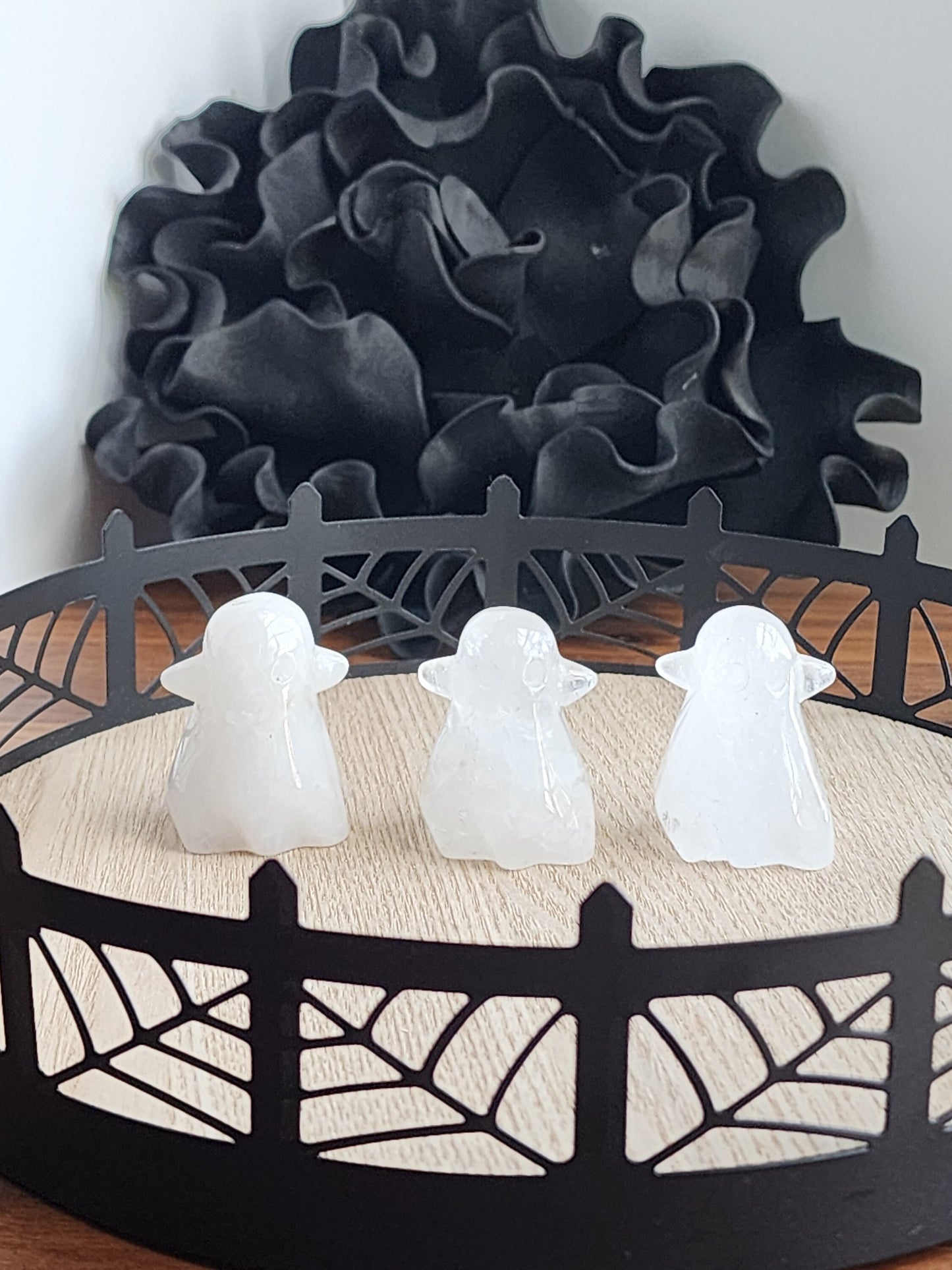 White Ghost, clear quartz crystal ghost carving for halloween or spooky time