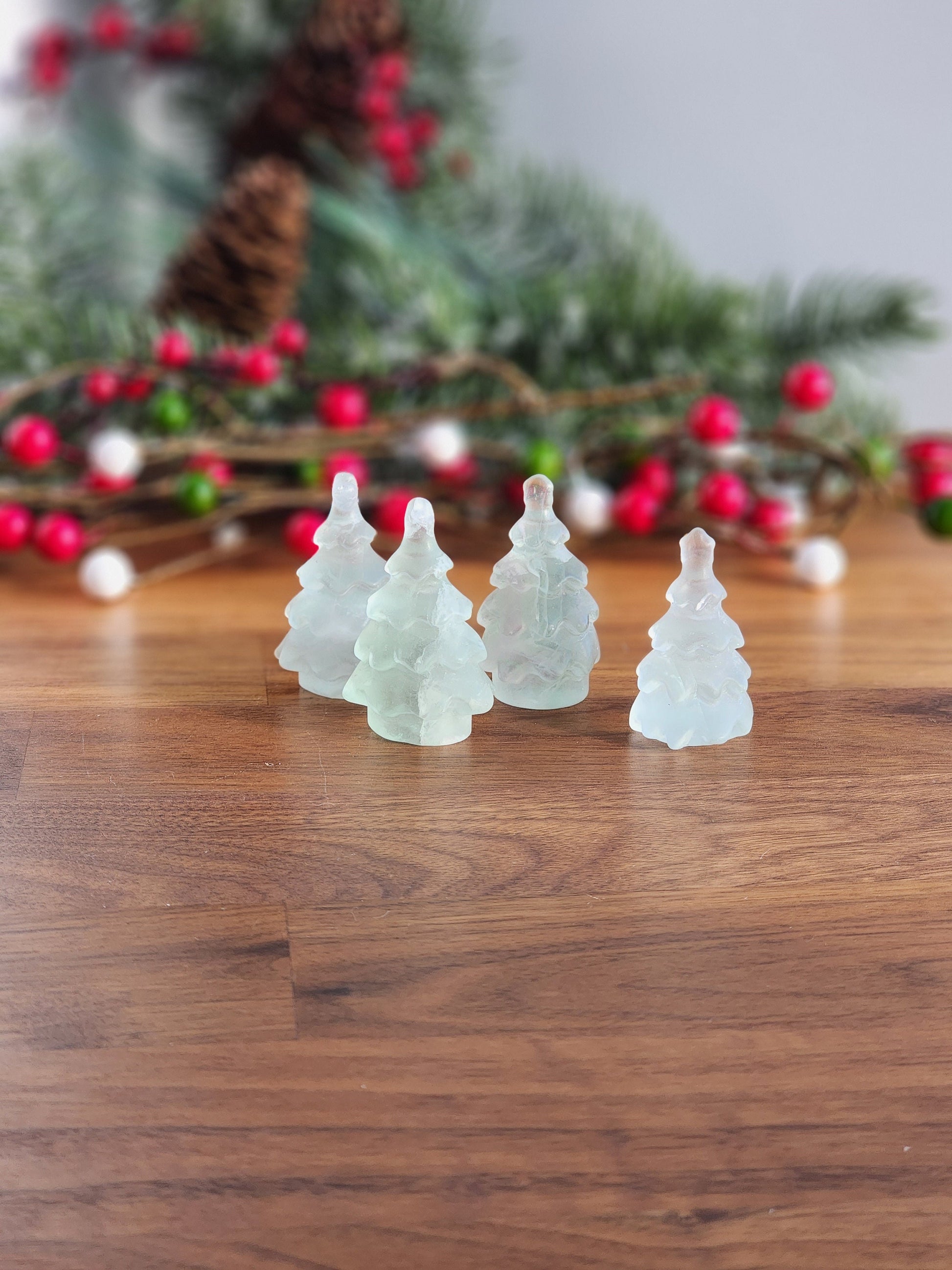 Fluorite Crystal Tree | Small | Christmas Crystals | Yule Trees | Purple Holiday Decor | Green Winter Solstice Carving | Intuitively Chosen