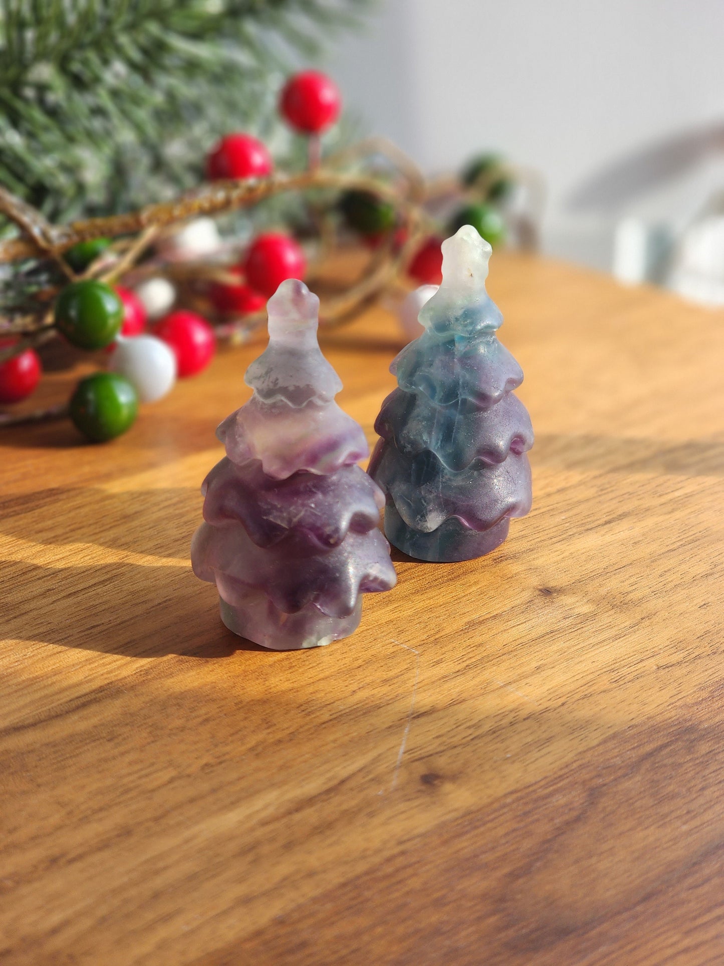 Fluorite Crystal Tree | Small | Christmas Crystals | Yule Trees | Purple Holiday Decor | Green Winter Solstice Carving | Intuitively Chosen