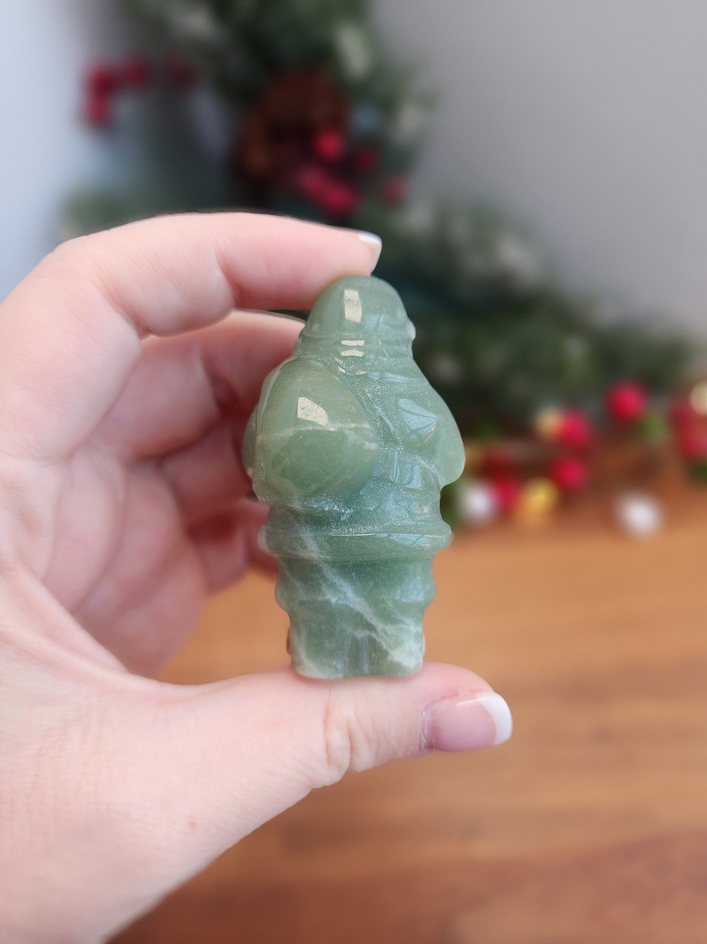 Green Aventurine Santa Claus | Christmas Crystals | Holiday Crystal | Old Saint Nick Carving | Clause Statue | Intuitively Chosen