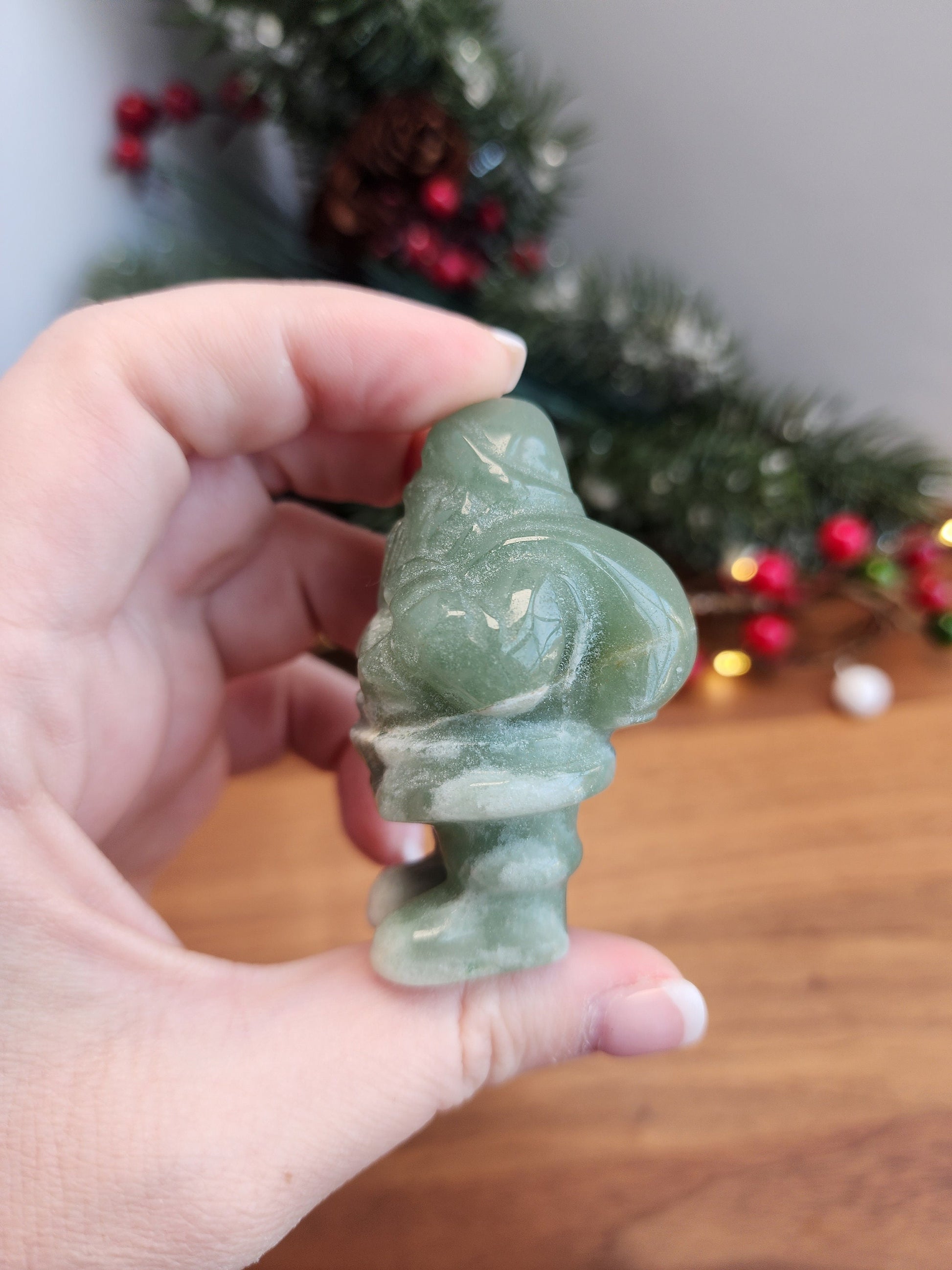 Green Aventurine Santa Claus | Christmas Crystals | Holiday Crystal | Old Saint Nick Carving | Clause Statue | Intuitively Chosen