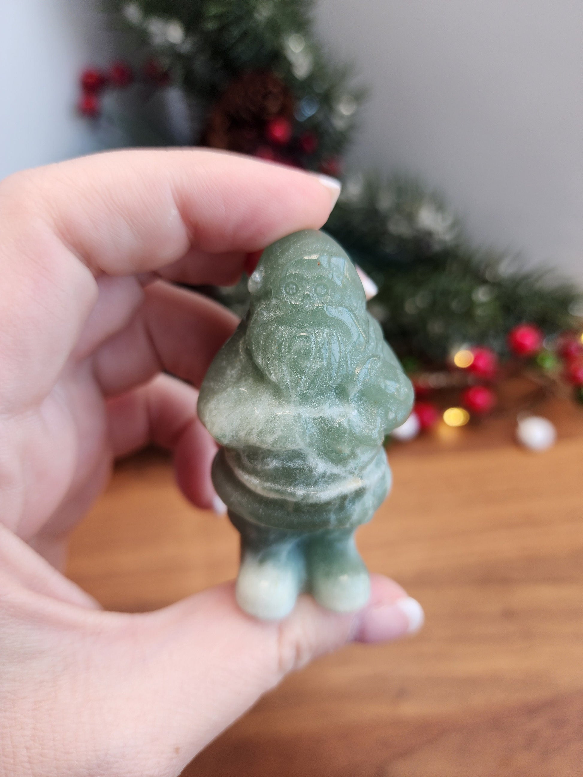 Green Aventurine Santa Claus | Christmas Crystals | Holiday Crystal | Old Saint Nick Carving | Clause Statue | Intuitively Chosen