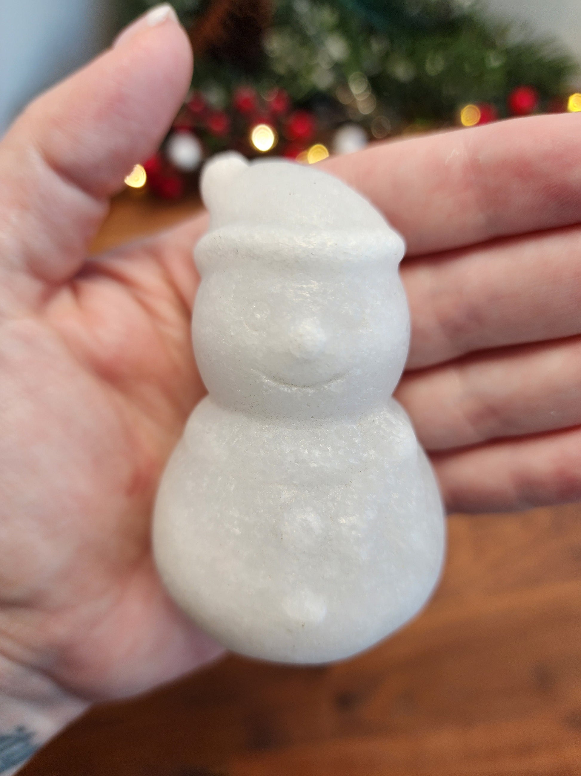 Crystal Snowman | White Jade | Larger Christmas Carving | Winter Solstice | Seasonal | Cute Holiday Decor | Intuitively Chosen