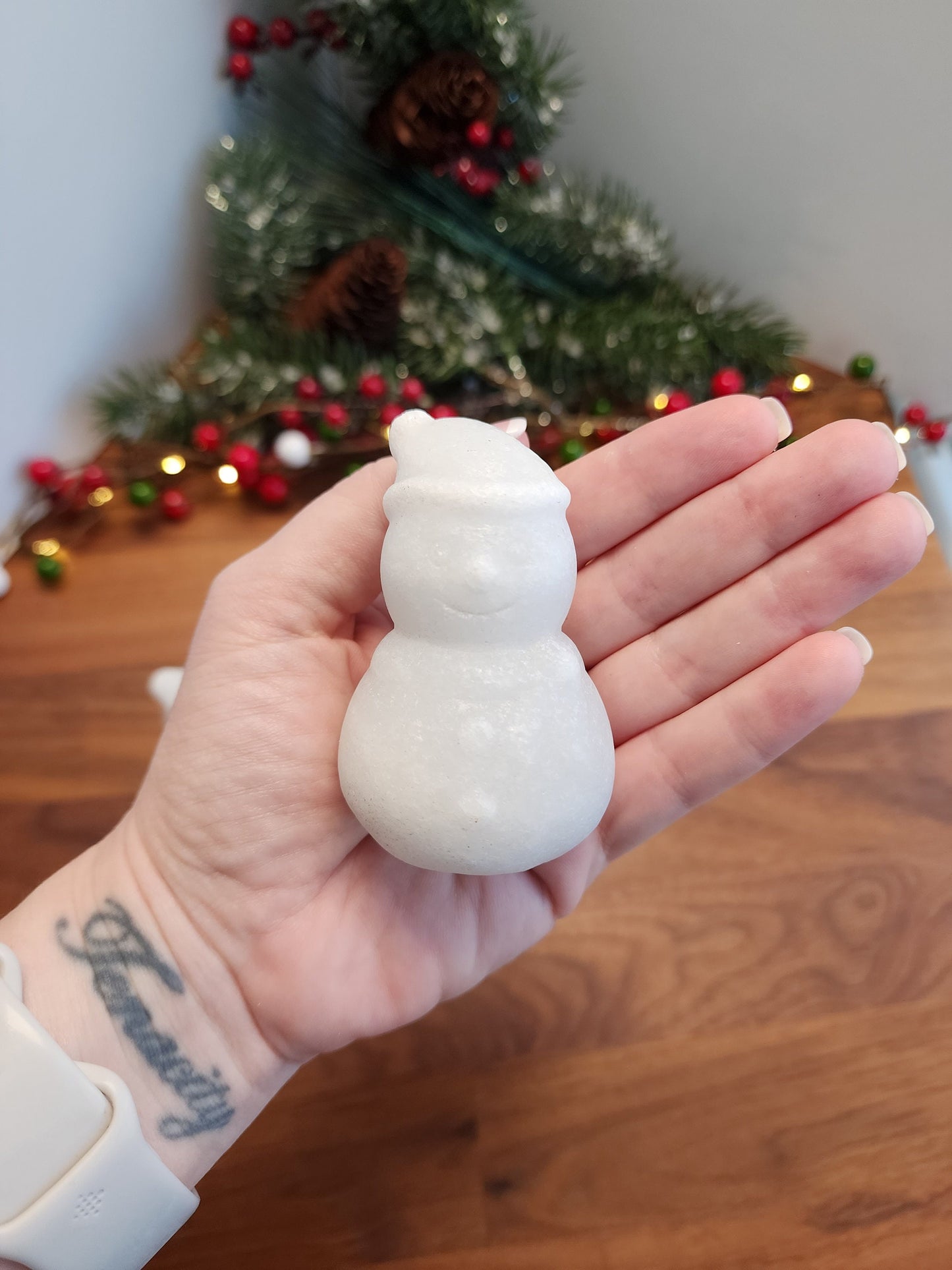 Crystal Snowman | White Jade | Larger Christmas Carving | Winter Solstice | Seasonal | Cute Holiday Decor | Intuitively Chosen