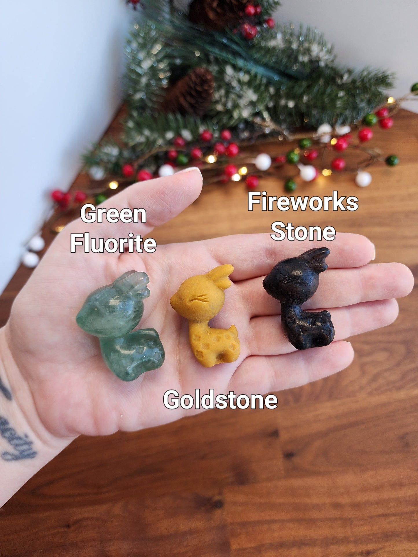 Mini Crystal Deer: Hand Carved Holiday Reindeer Decor